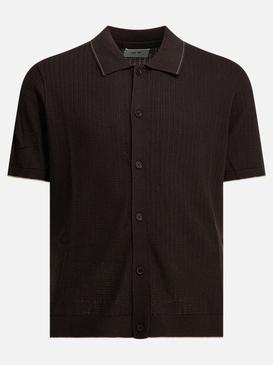 NN.07 "Nalo" Button-Down Polo Shirt Brown


