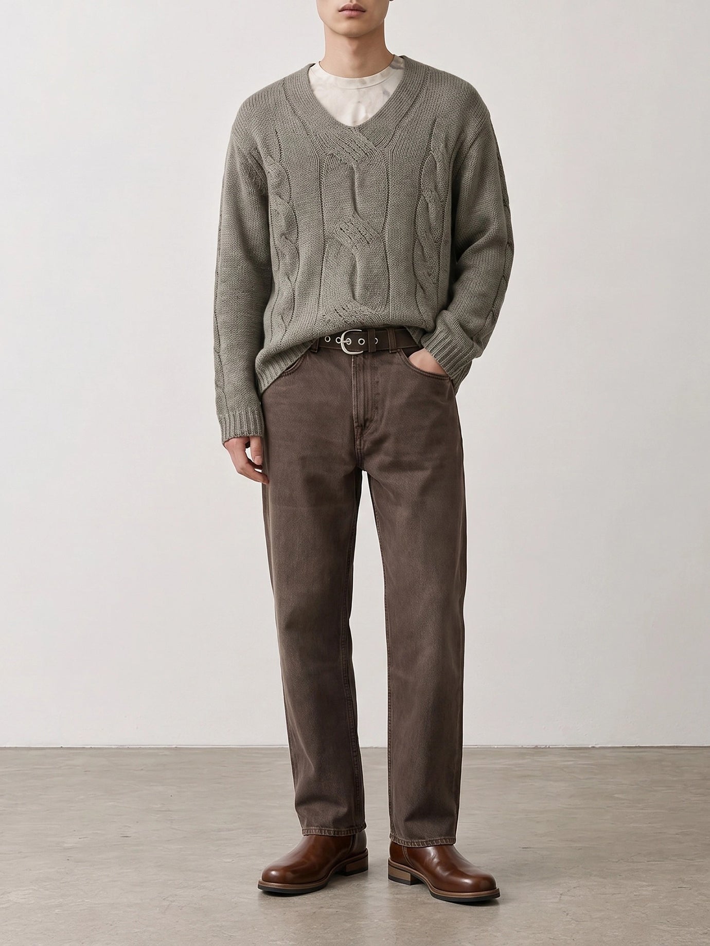 V neck sweaters Textured knit  Grey - Our Legacy Men | PDP | VIETTI Online Store | thumbnail_2