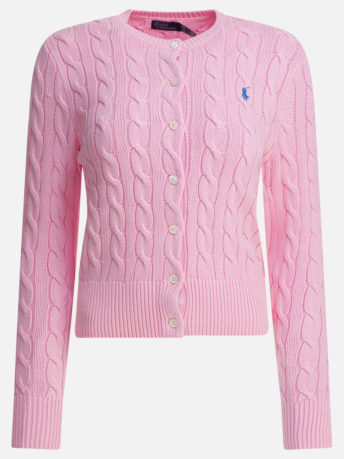 Polo Ralph Lauren Braided crewneck cardigan with logo Pink