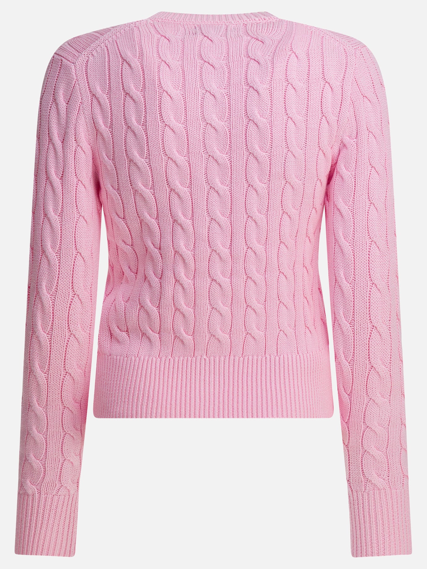 Polo Ralph Lauren Braided crewneck cardigan with logo Pink - Women