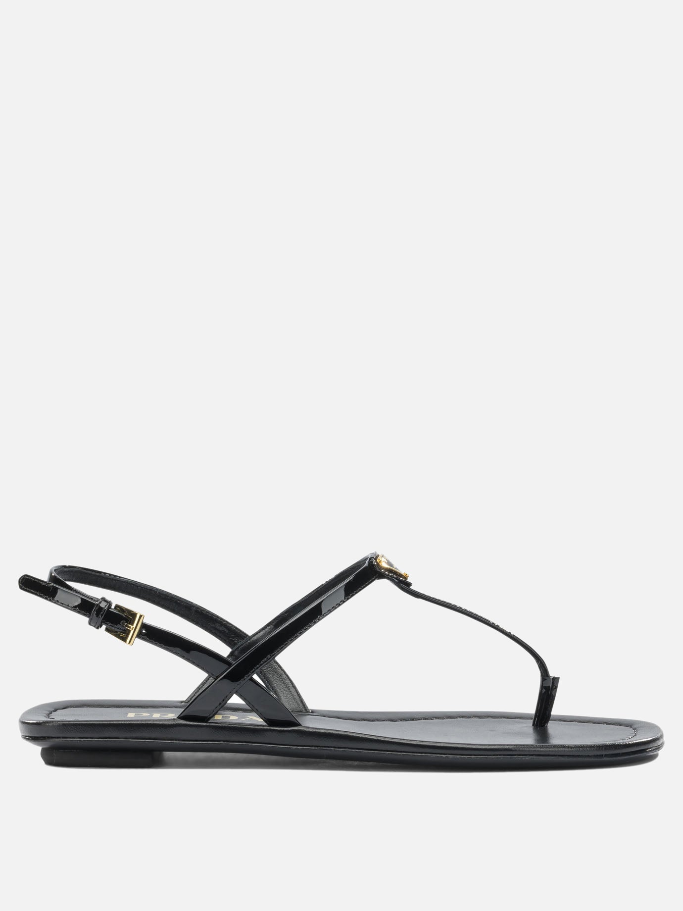Flat sandals 100% calf leather - 100% rubber  Black - Prada Women | PDP | VIETTI Online Store | Zoom-Modal
