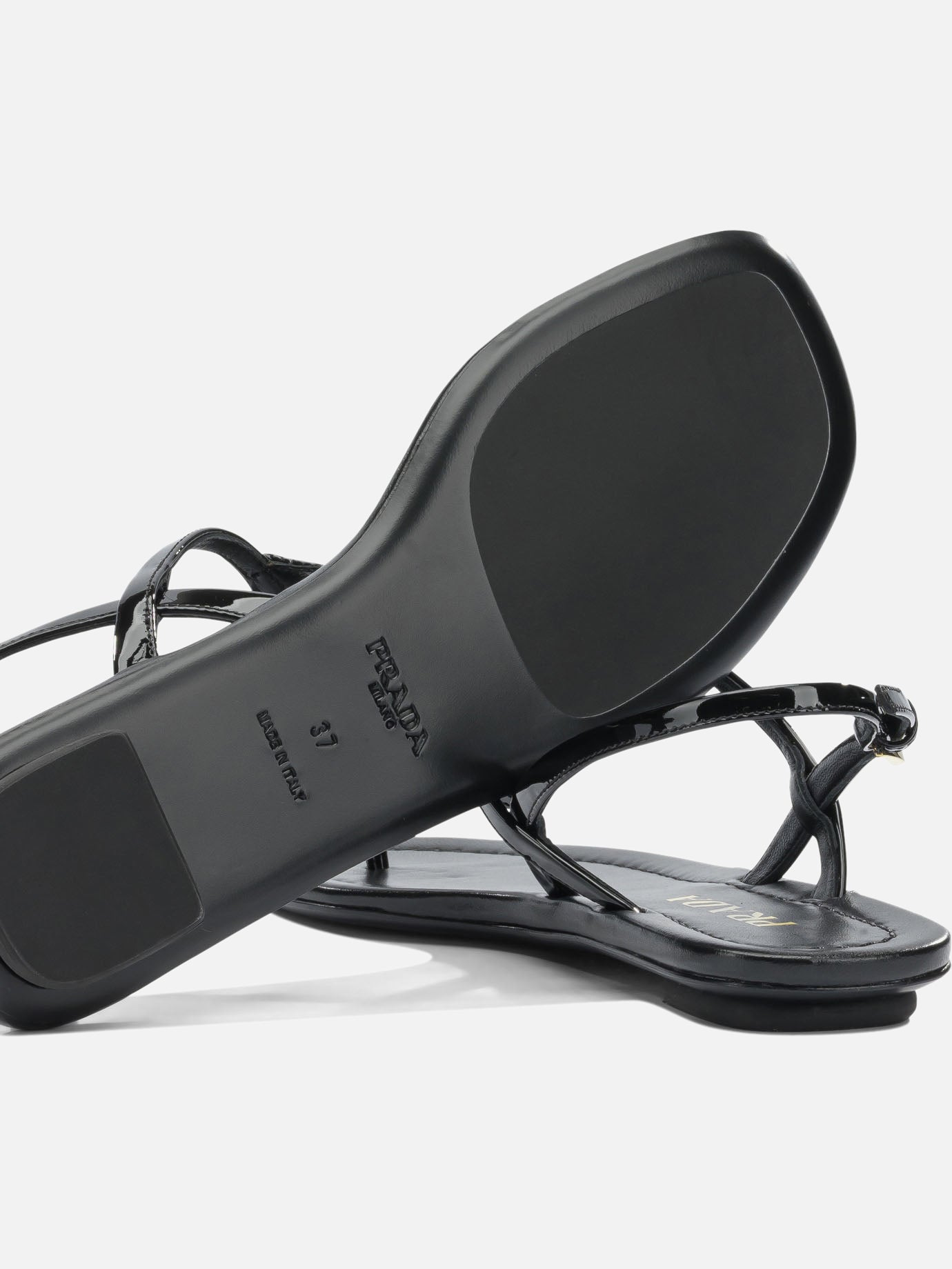 Flat sandals 100% calf leather - 100% rubber  Black - Prada Women | PDP | VIETTI Online Store | thumbnail_5