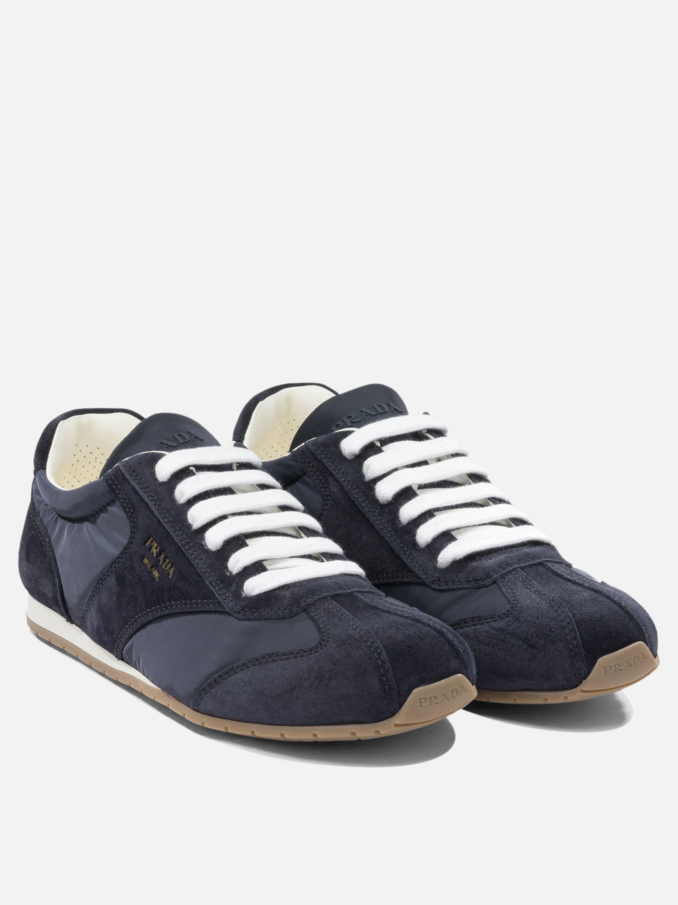 Low top sneakers 100% recycled polyamide - 100% calf leather  Blue - Prada Men | PDP | VIETTI Online Store | thumbnail_2