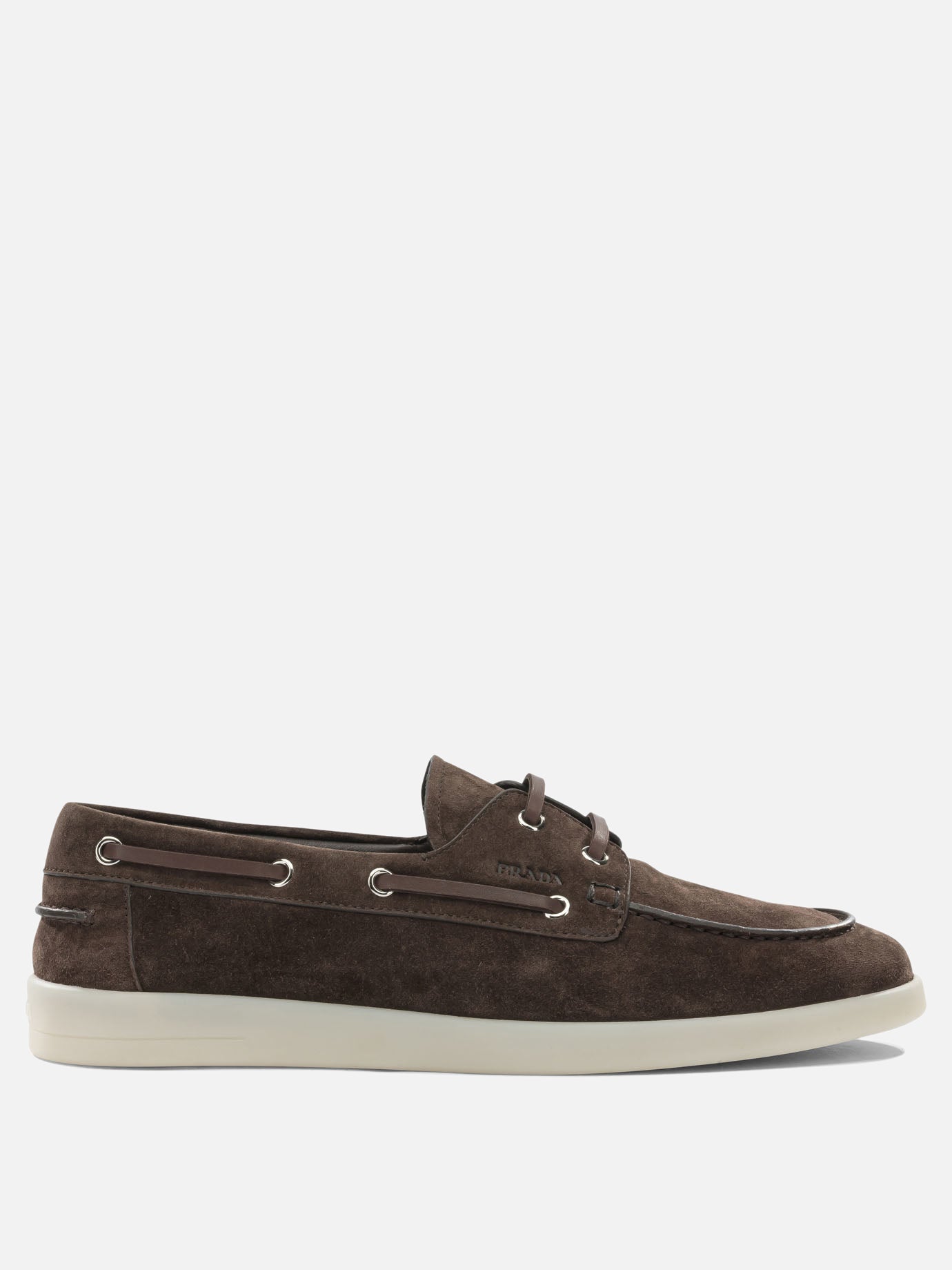 Laced loafers 100% suede - 100% rubber  Brown - Prada Men | PDP | VIETTI Online Store | thumbnail