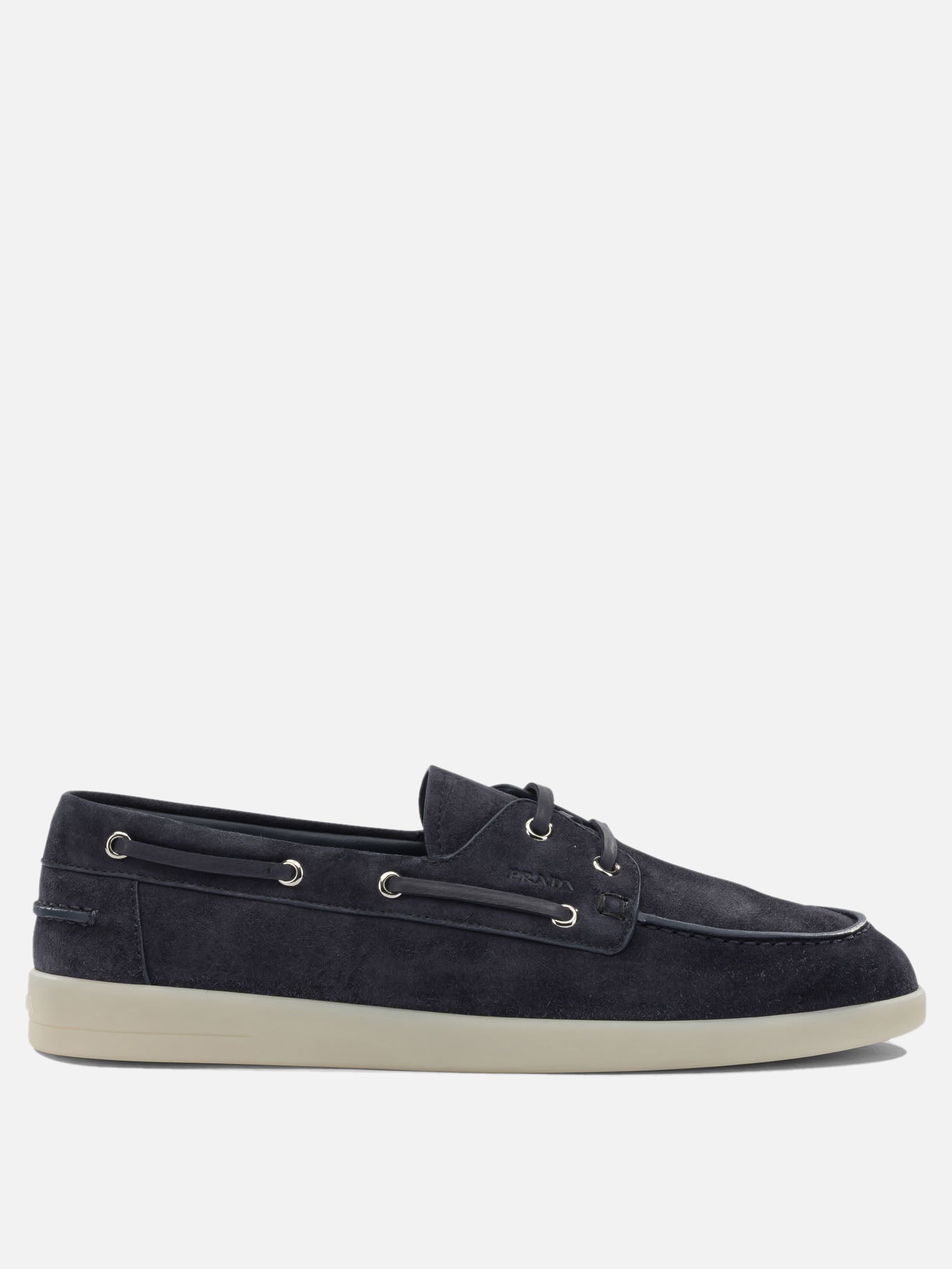 Laced loafers 100% suede - 100% rubber  Blue - Prada Men | PDP | VIETTI Online Store | thumbnail