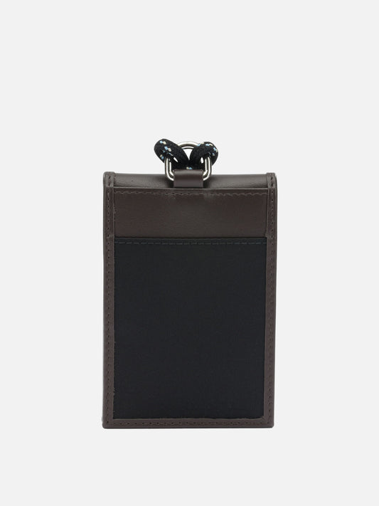 Prada "Prada Speedrock" card case in Re-Nylon and leather with shoulder strap Black

