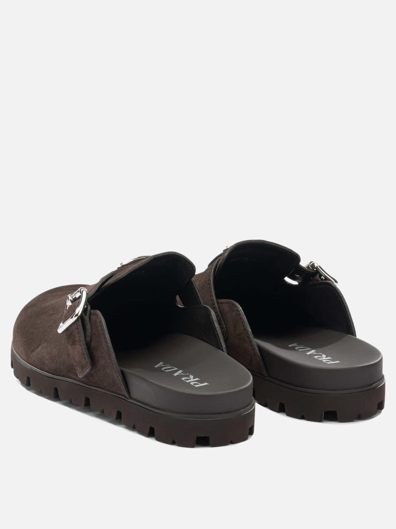 Prada Suede Leather Sabot Brown - Men | VIETTI Online Store