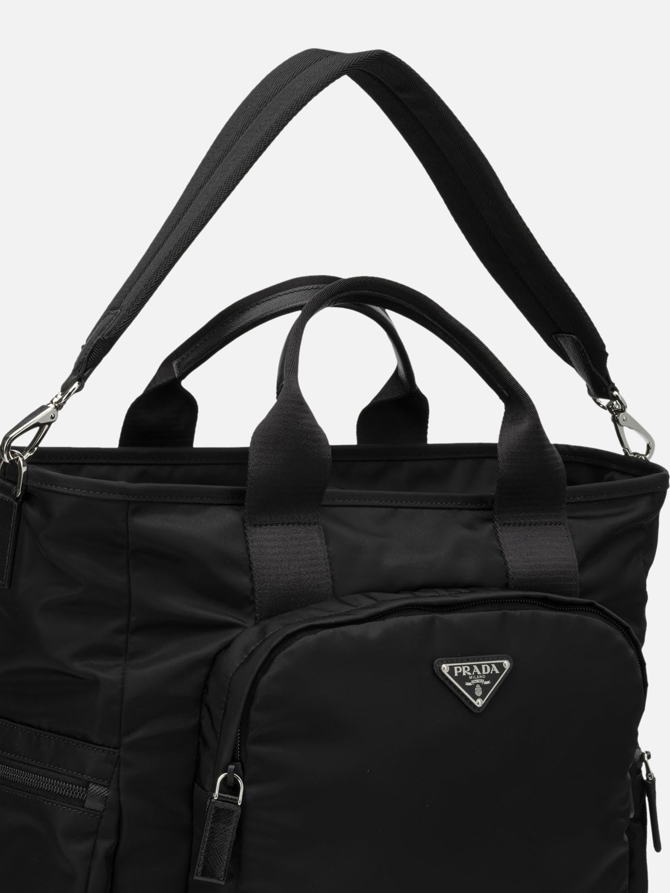 Large bags 100% recycled polyamide - Other fabric: 100% calf leather  Black - Prada Men | PDP | VIETTI Online Store | thumbnail_4