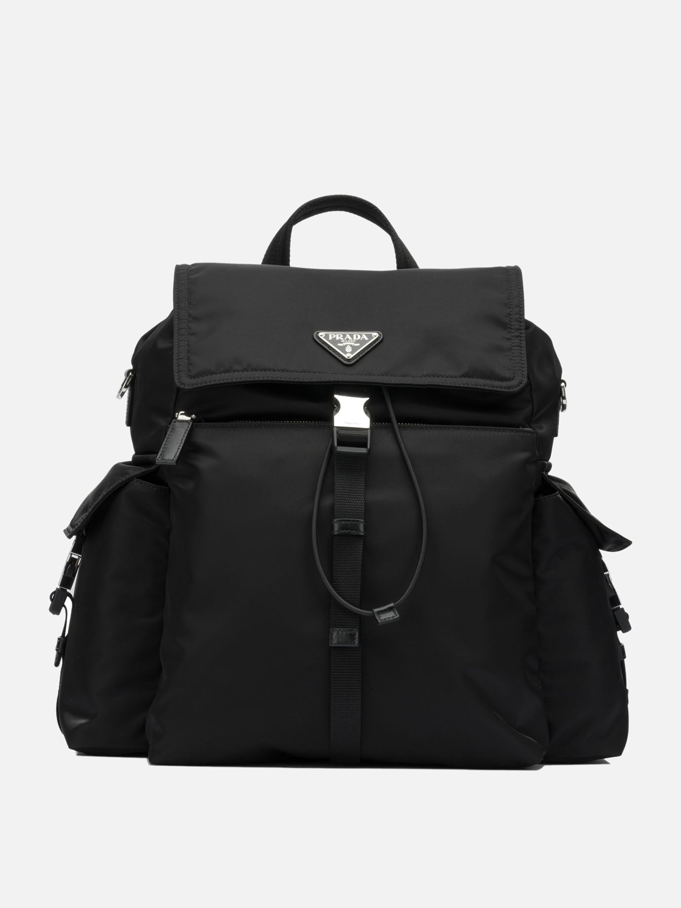 Casual backpacks 100% recycled polyamide - Other fabric: 100% calf leather  Black - Prada Men | PDP | VIETTI Online Store | thumbnail