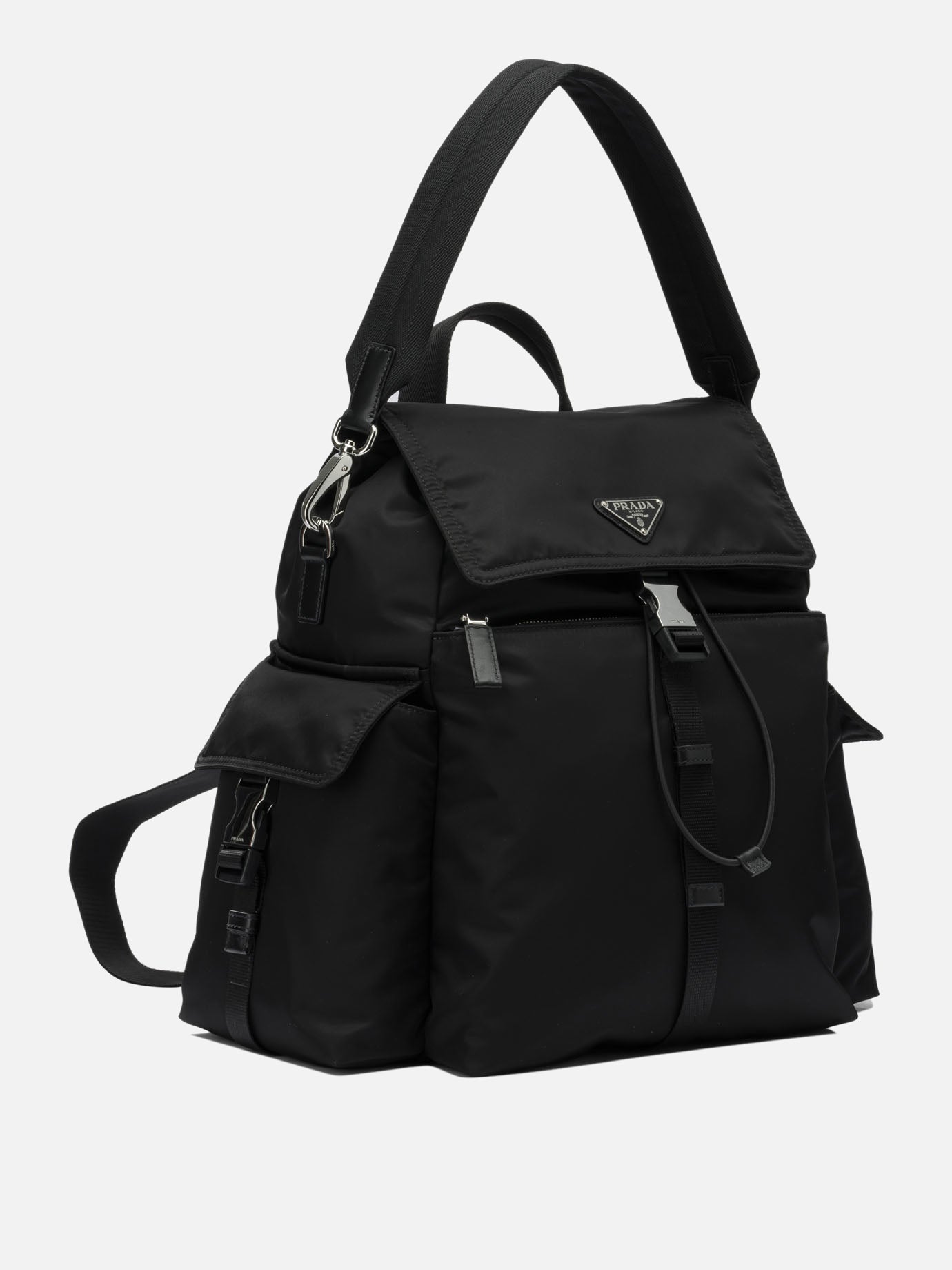 Casual backpacks 100% recycled polyamide - Other fabric: 100% calf leather  Black - Prada Men | PDP | VIETTI Online Store | thumbnail_2
