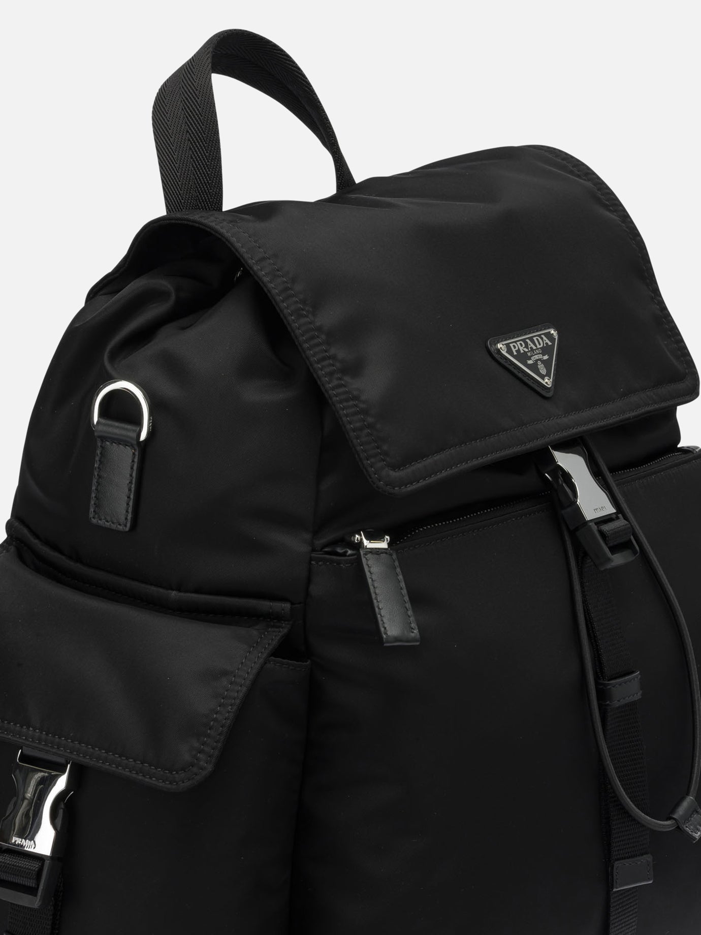 Casual backpacks 100% recycled polyamide - Other fabric: 100% calf leather  Black - Prada Men | PDP | VIETTI Online Store | thumbnail_4