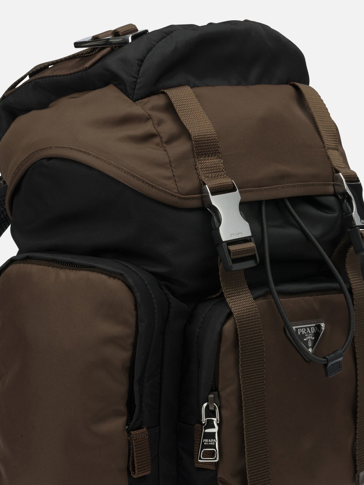 Casual backpacks 100% recycled polyamide - Other fabric: 100% calf leather  Brown - Prada Men | PDP | VIETTI Online Store | Zoom-Modal_4
