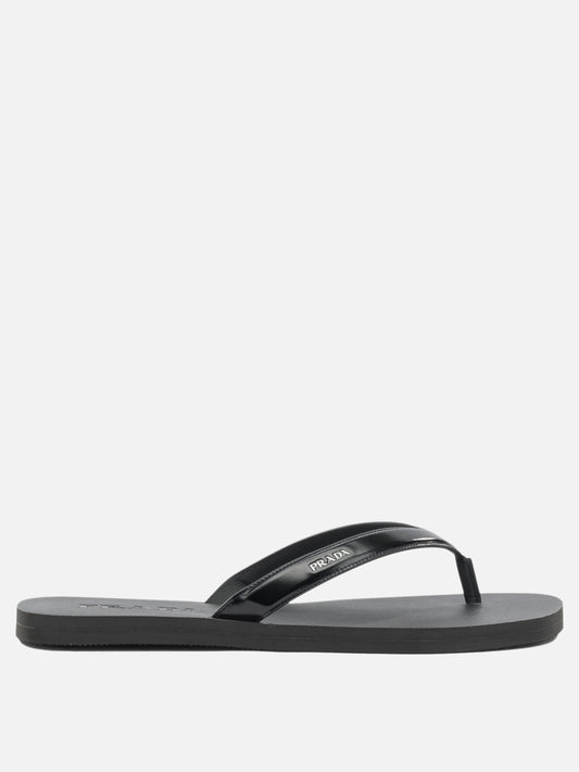 Flat sandals 100% calf leather - 100% rubber  Black - Prada Men | PDP | VIETTI Online Store 
