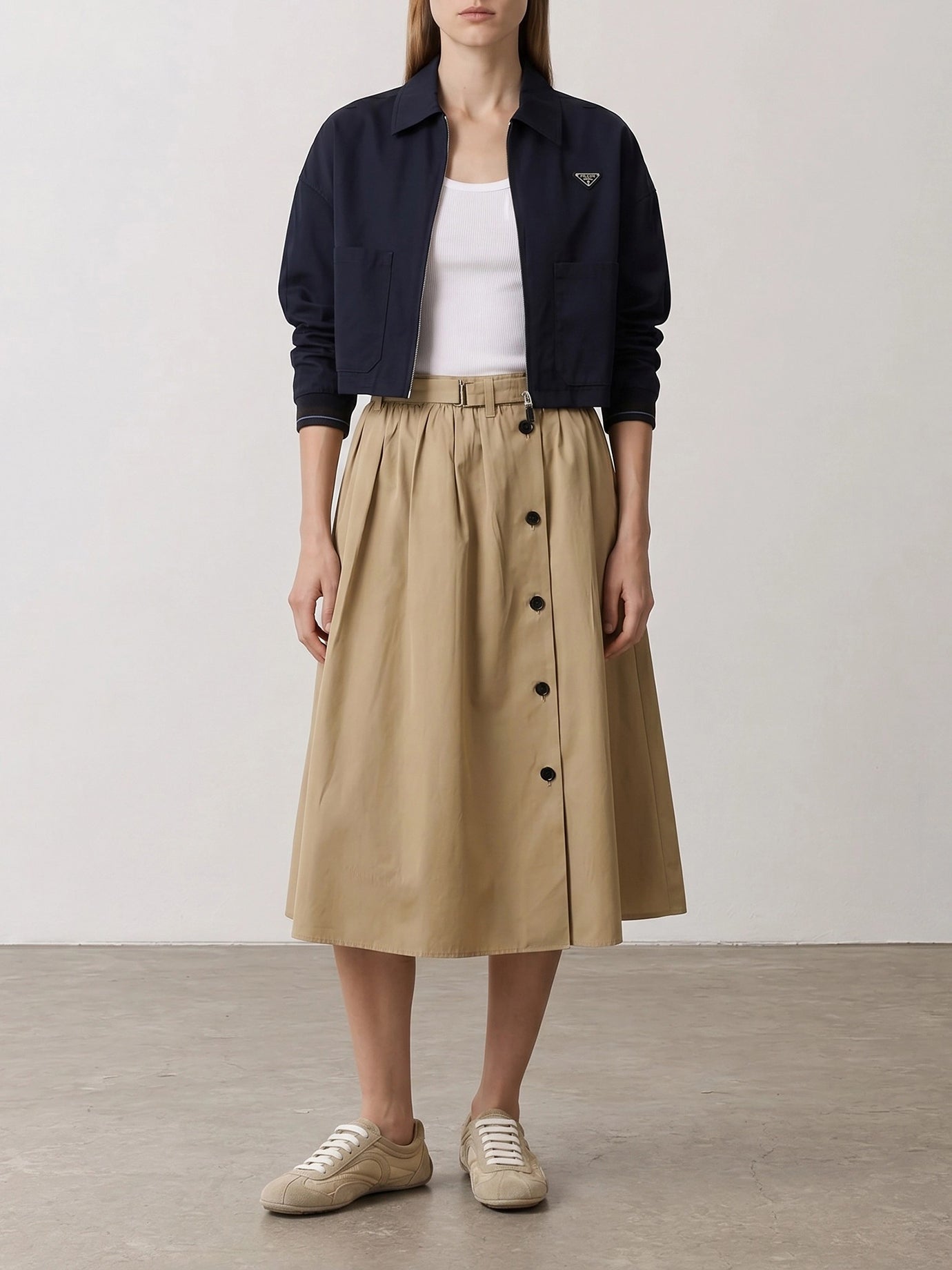 Midi skirts Solid colour  Beige - Prada Women | PDP | VIETTI Online Store | thumbnail_2