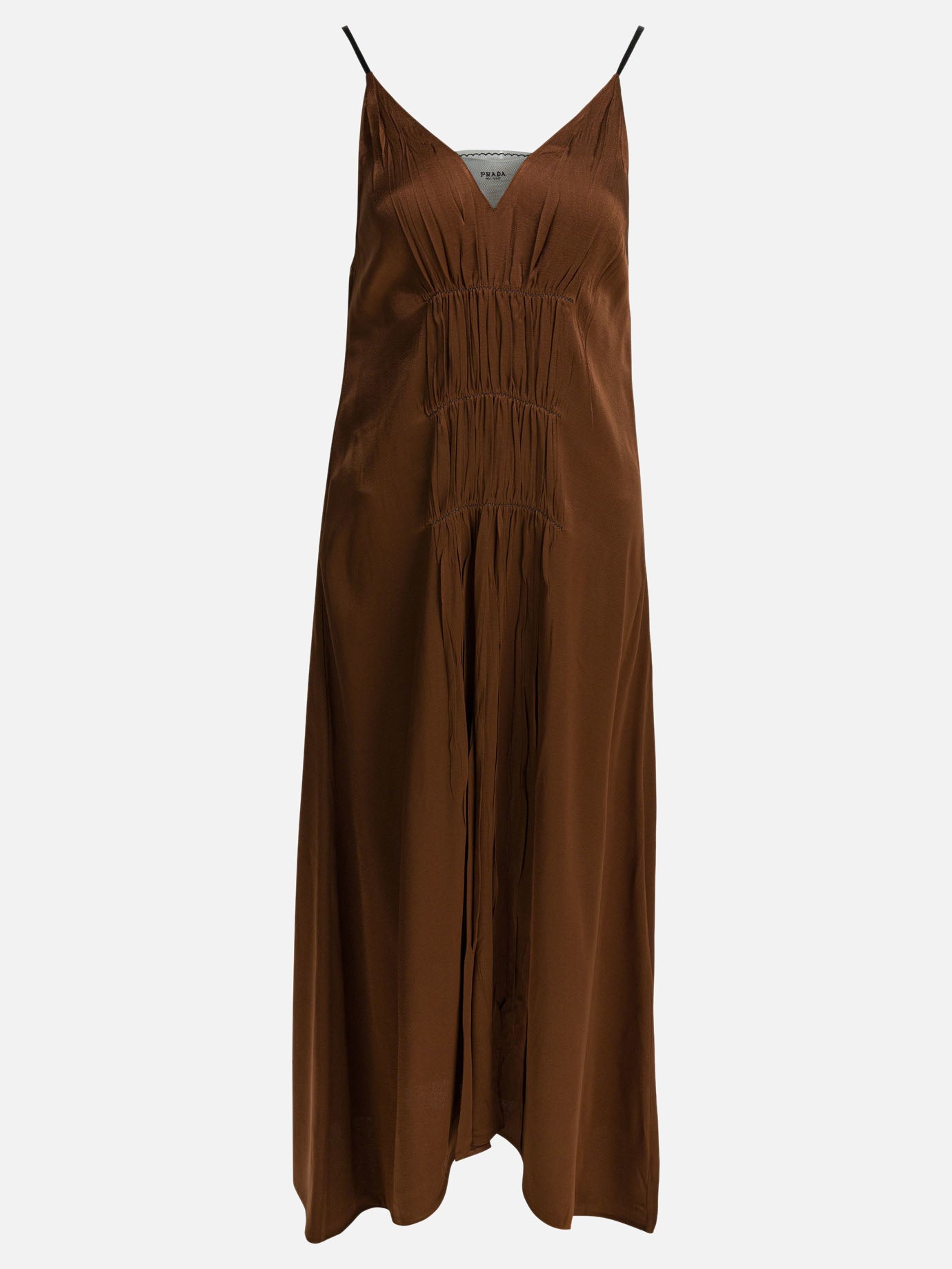 Long dresses Solid colour  Brown - Prada Women | PDP | VIETTI Online Store | Zoom-Modal
