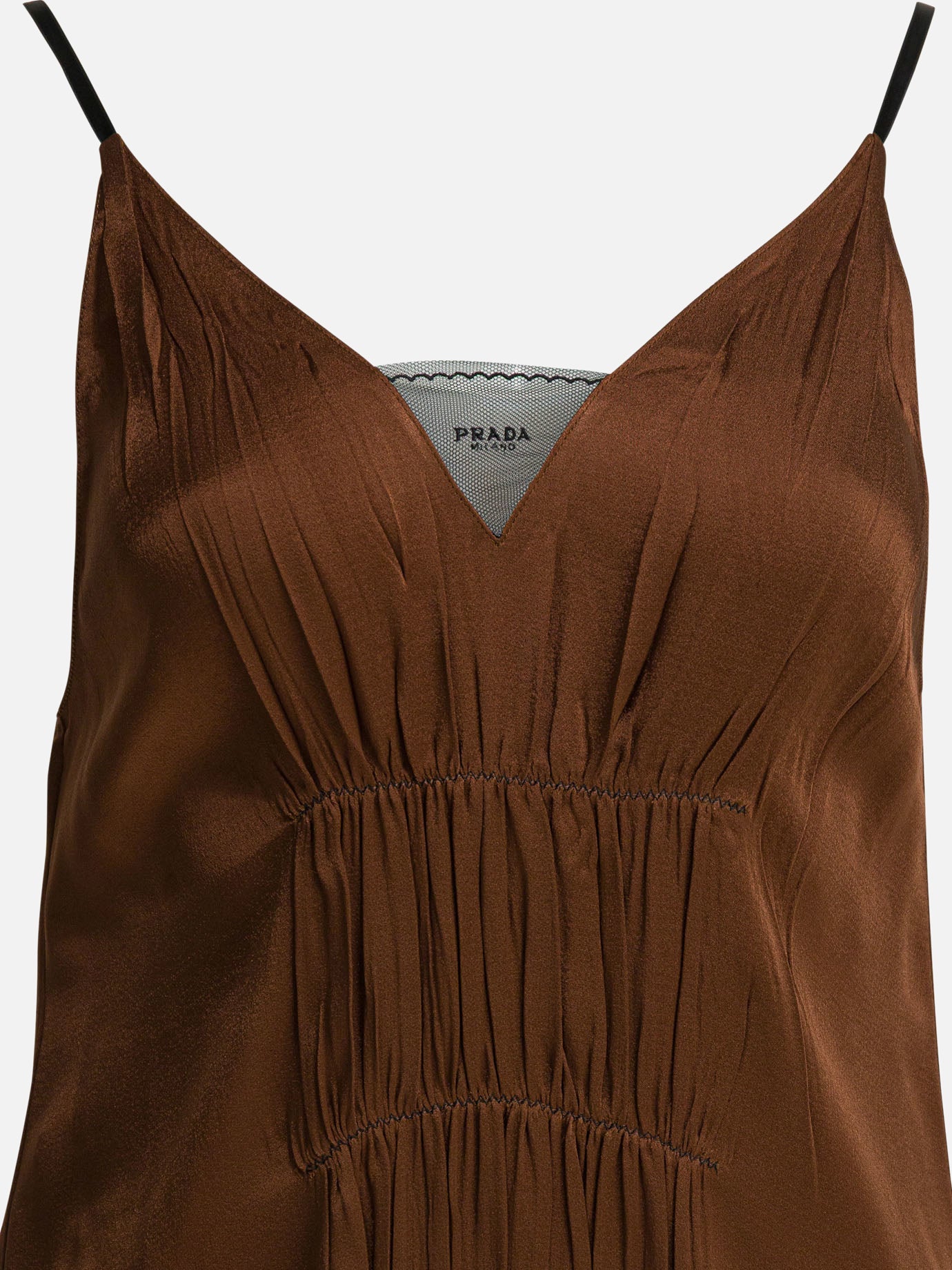 prada ladies dresses Prada Long V-neck dress Brown - Women