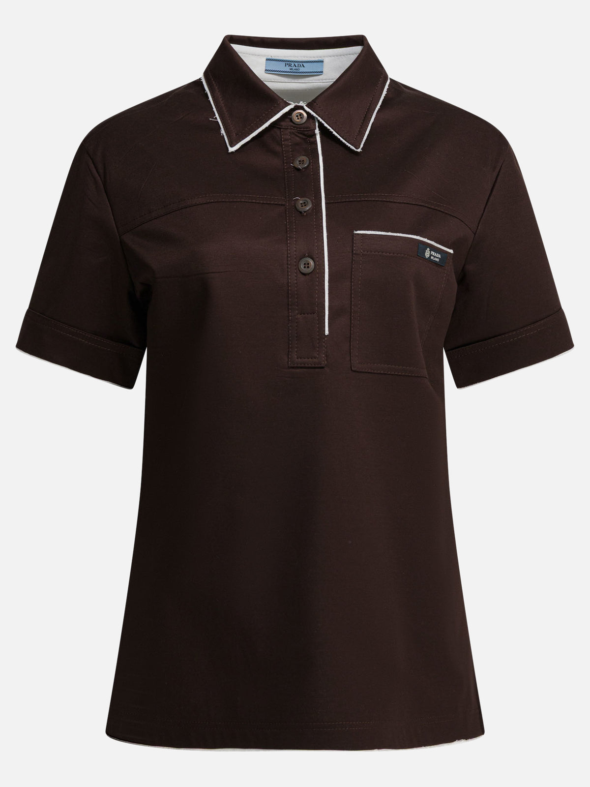 Prada Lisle thread polo shirt Brown