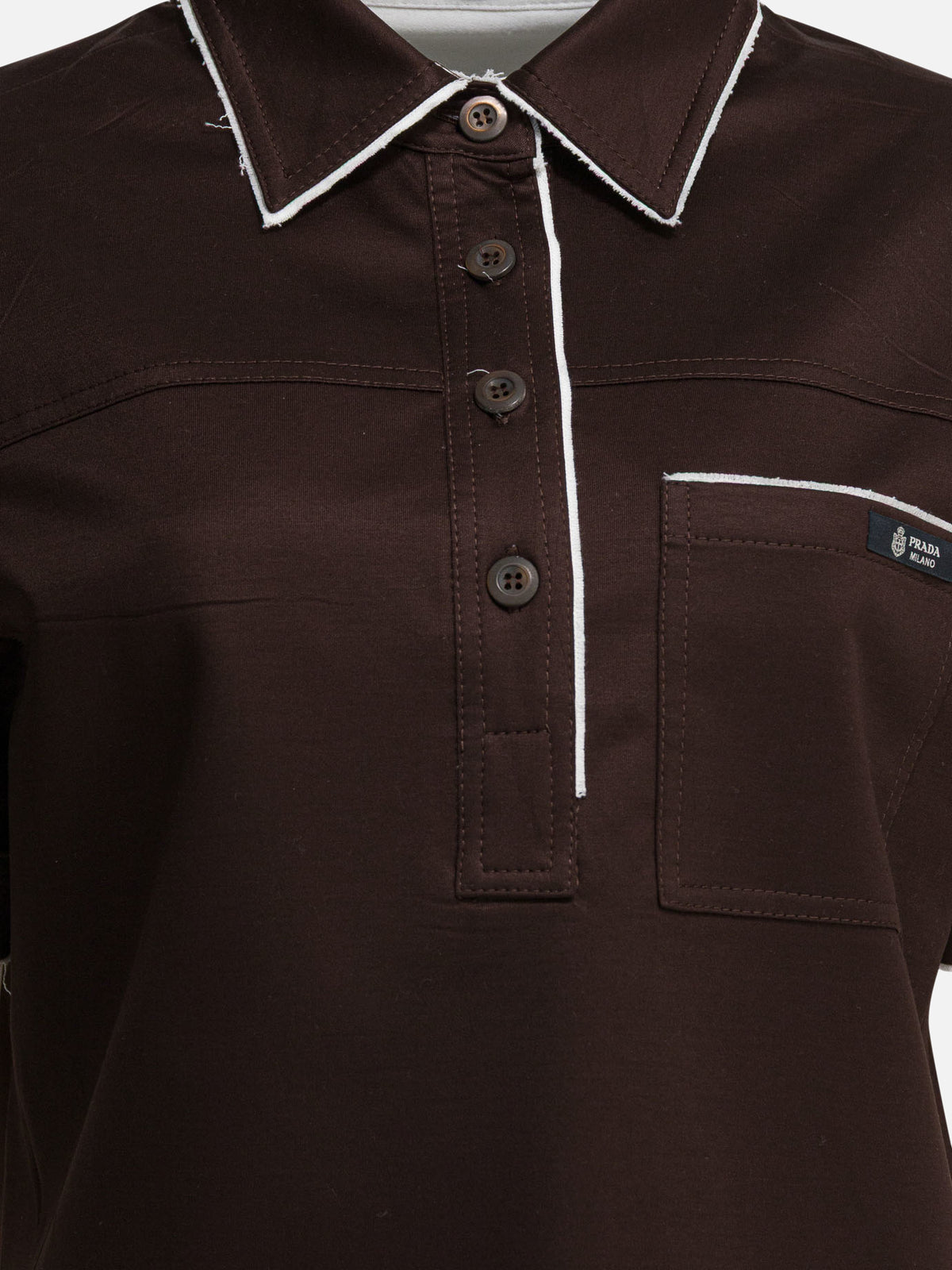Prada Lisle thread polo shirt Brown - VIETTI