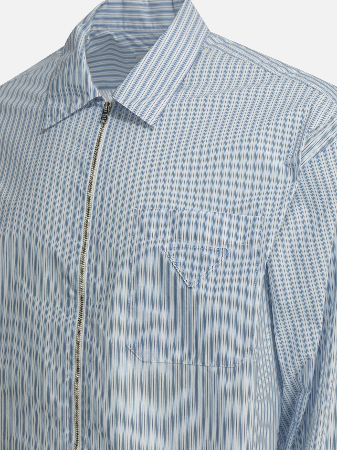 Prada Striped shirt with zipper Light blue - Men
