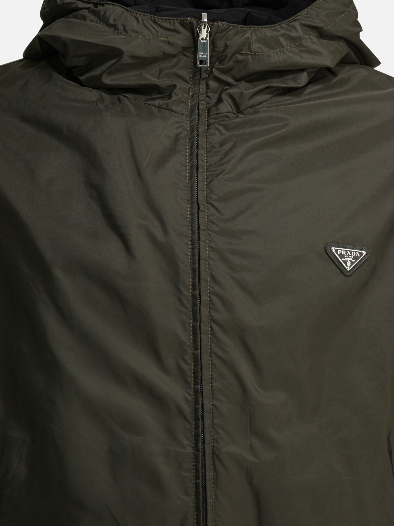 Prada Reversible windbreaker jacket with logo Green - Men | VIETTI