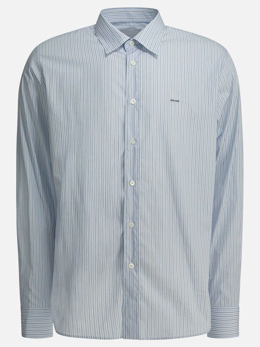 Prada Cotton shirt with logo Light blue

