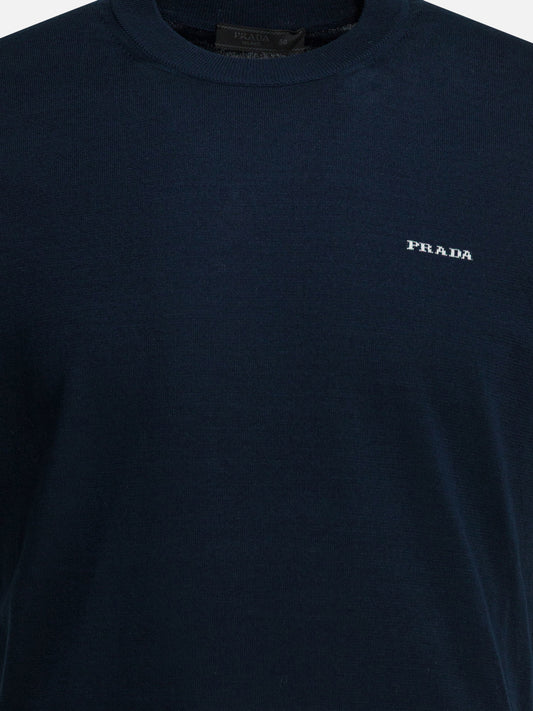 Prada Crew-neck sweater with logo Blue

