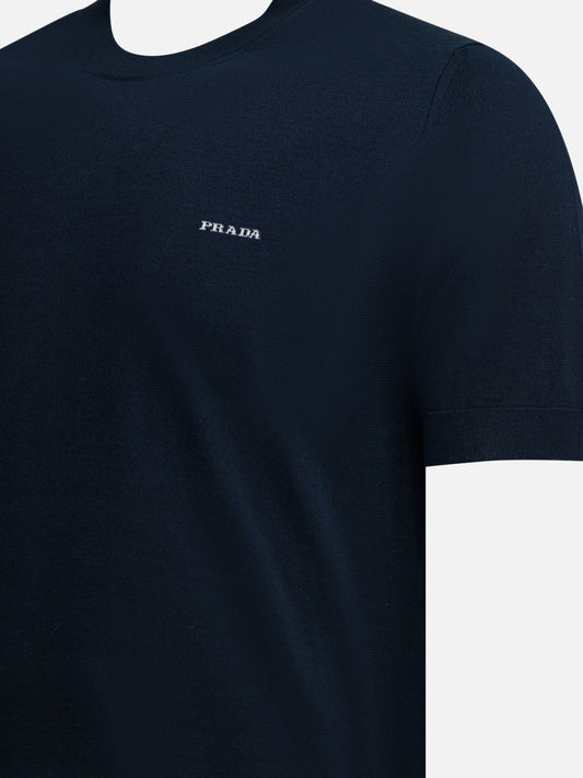 Prada Crew-neck sweater with logo Blue

