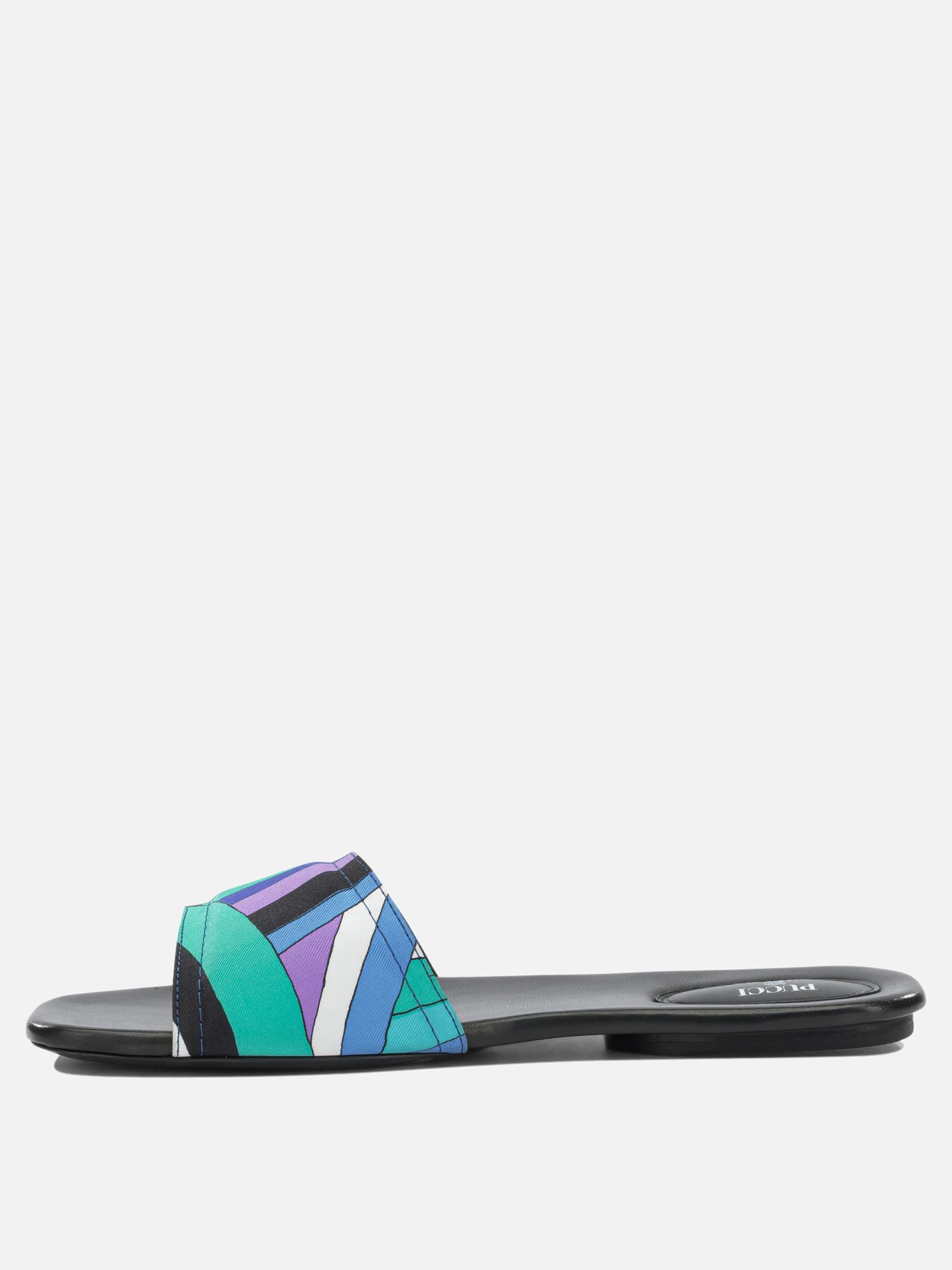 Slides 100% silk - 100% leather  Blue - Pucci Women | PDP | VIETTI Online Store | thumbnail_3