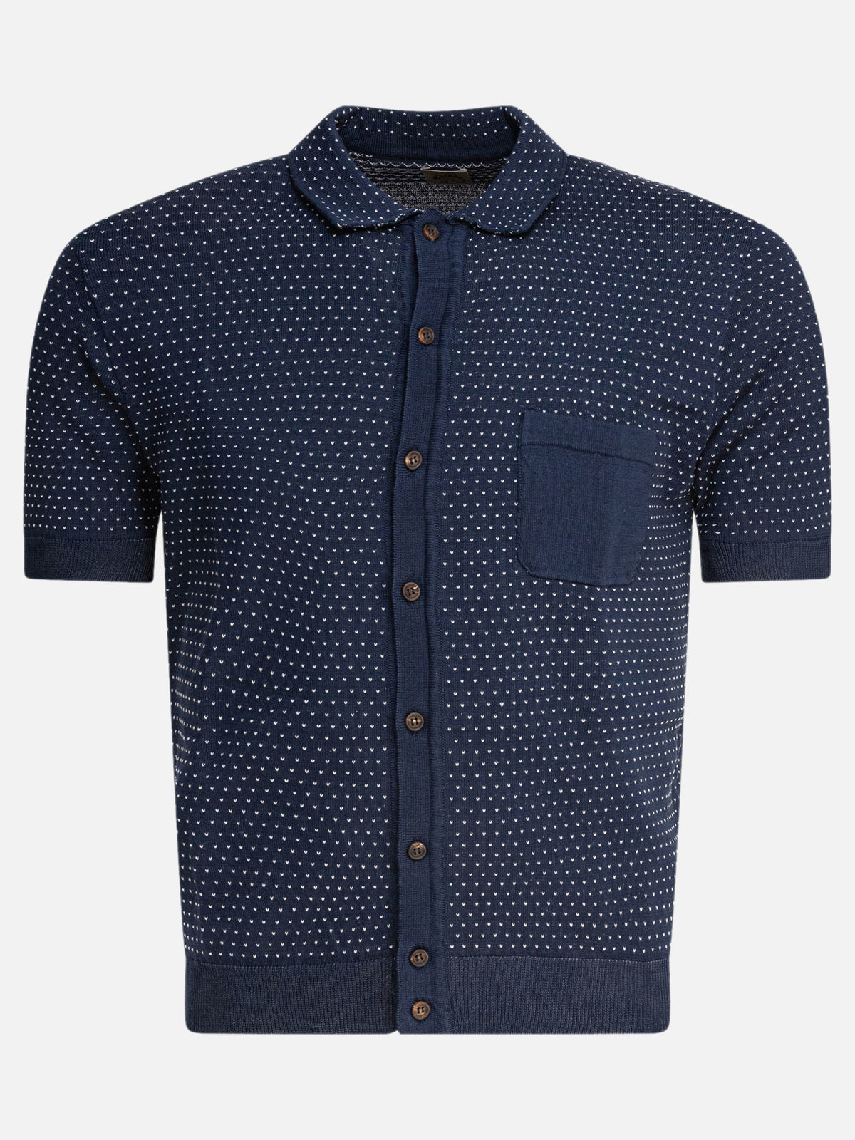 Rakkì Textured knit polo shirt buttons Blue