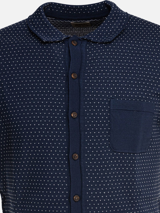 Rakkì Textured knit polo shirt buttons Blue

