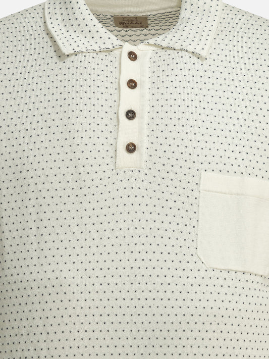 Rakkì Textured knit polo shirt buttons White

