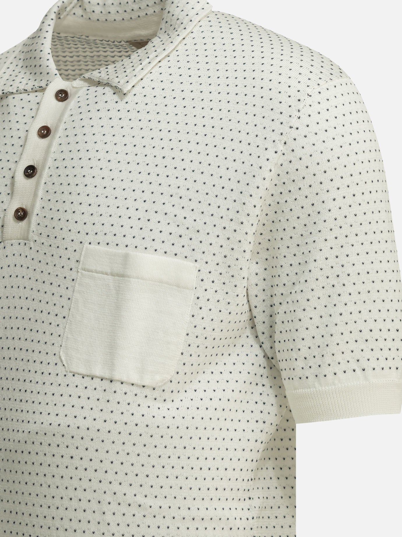 Polo con bottoni Textured knit  Bianco - Rakkì Uomo | PDP | VIETTI Online Store | Zoom-Modal_4

