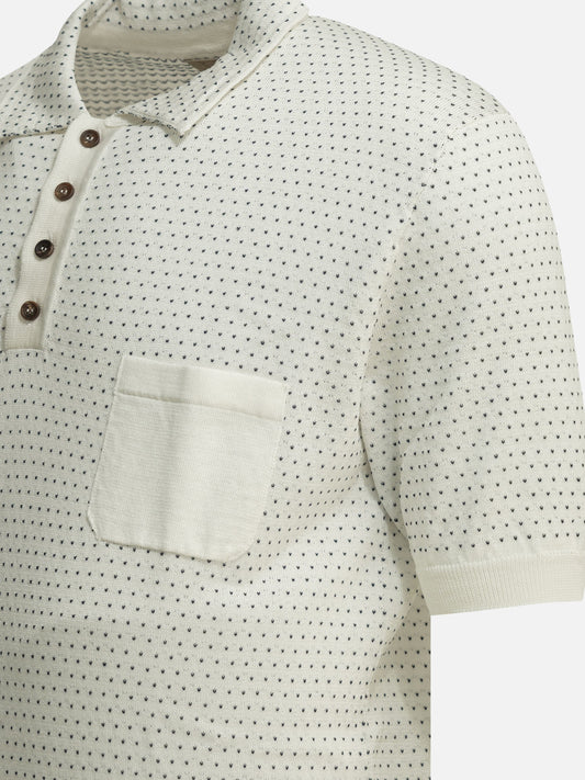 Rakkì Textured knit polo shirt buttons White

