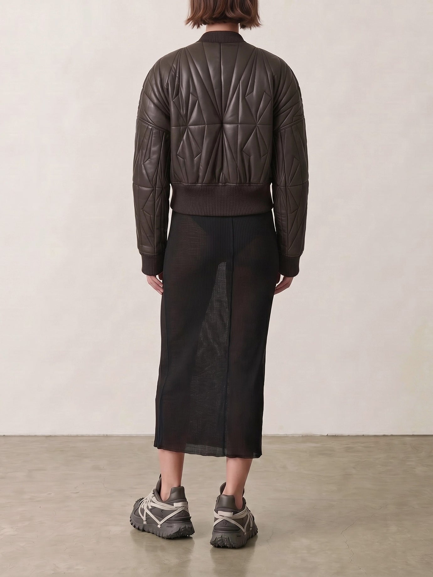 Leather jackets Solid colour  Grey - Rick Owens Women | PDP | VIETTI Online Store | Zoom-Modal_3
