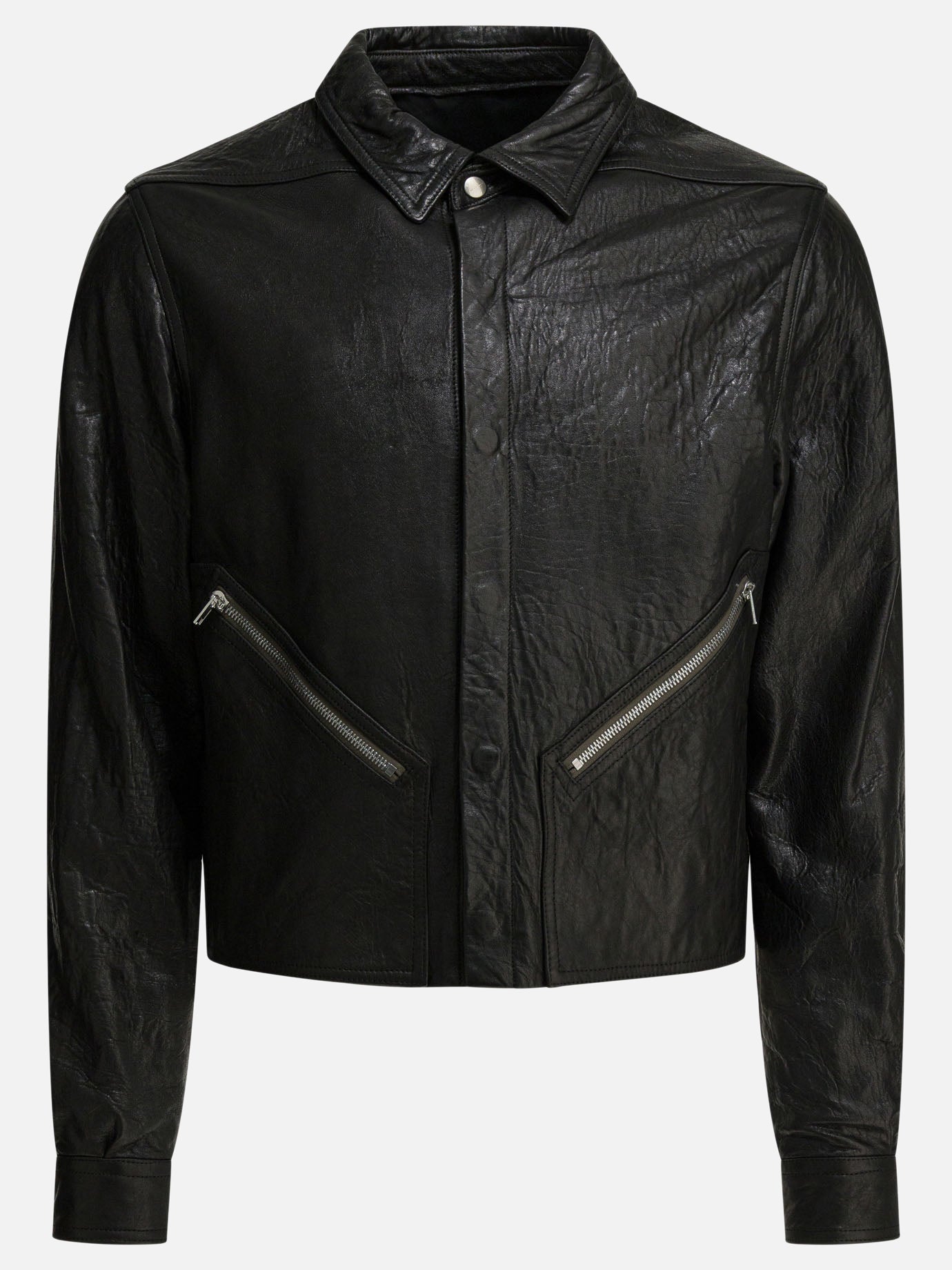 Giacche in pelle Solid colour  Nero - Rick Owens Uomo | PDP | VIETTI Online Store | thumbnail