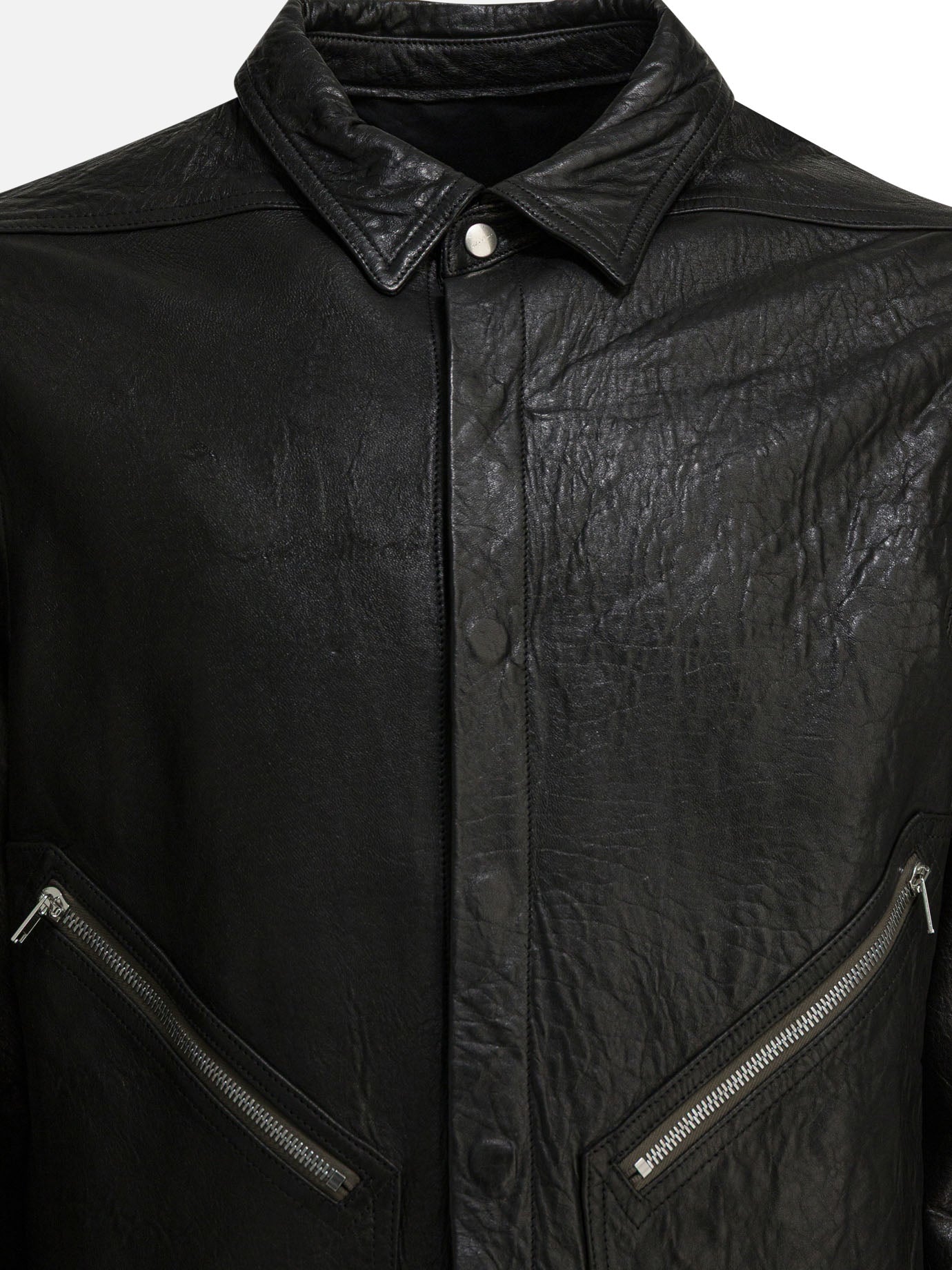 Giacche in pelle Solid colour  Nero - Rick Owens Uomo | PDP | VIETTI Online Store | thumbnail_3