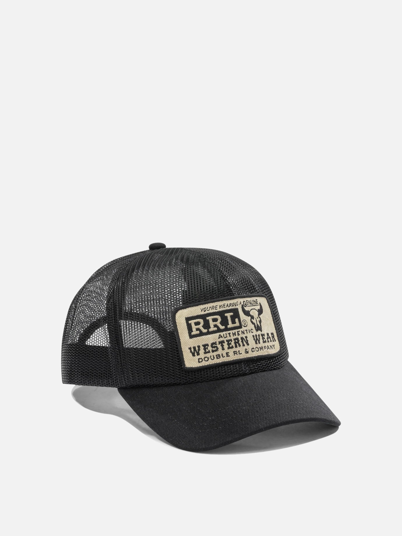 RRL by Ralph Lauren Mesh and denim trucker hat 782P05156001 Black