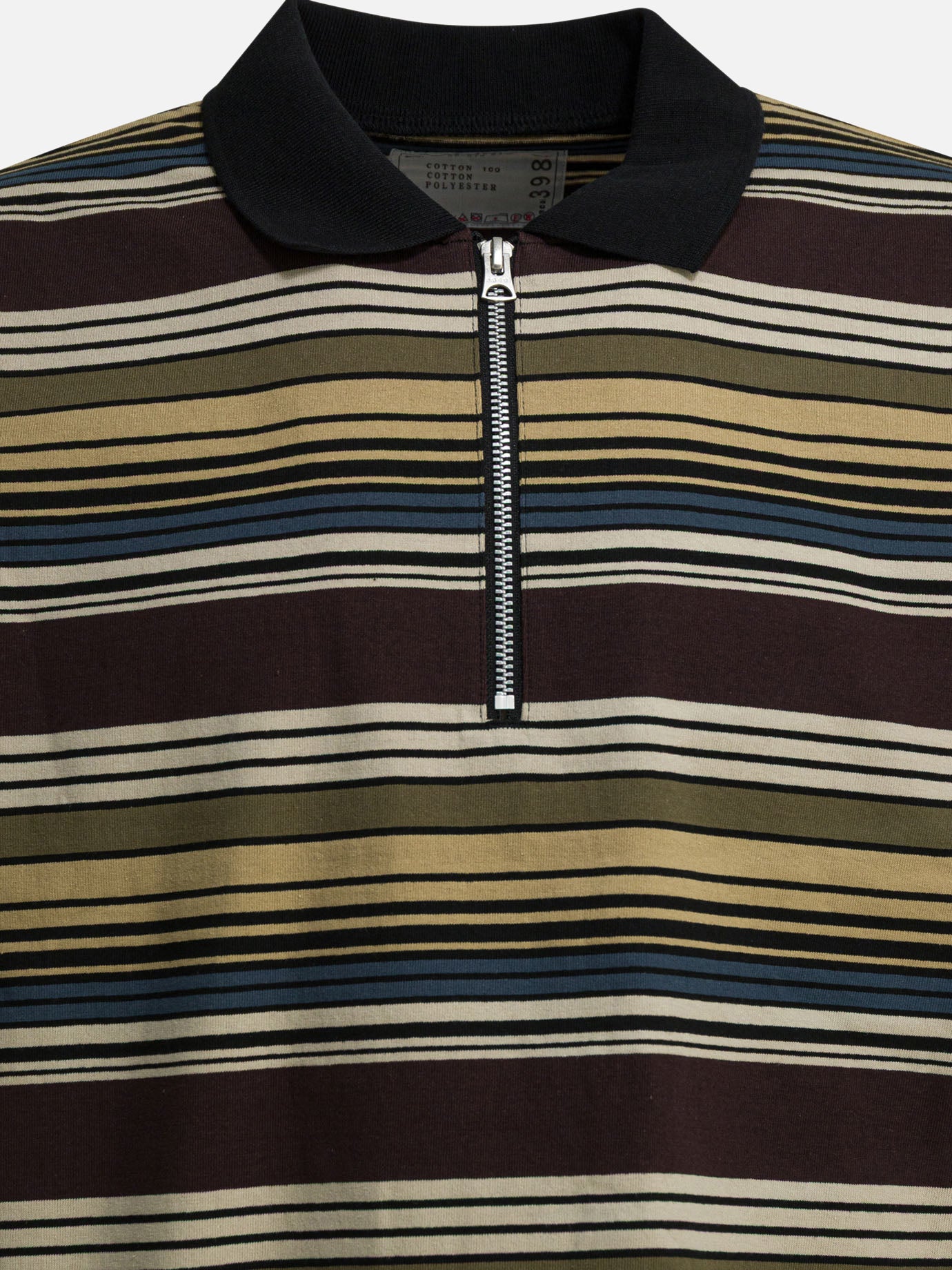 Sacai Striped buttonless polo shirt 26-03984M Brown - Men | VIETTI