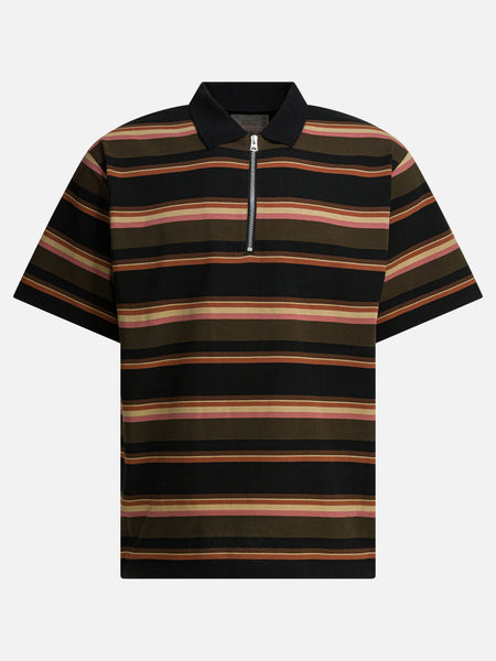 Sacai Striped buttonless polo shirt Blue - Men | VIETTI Online Store