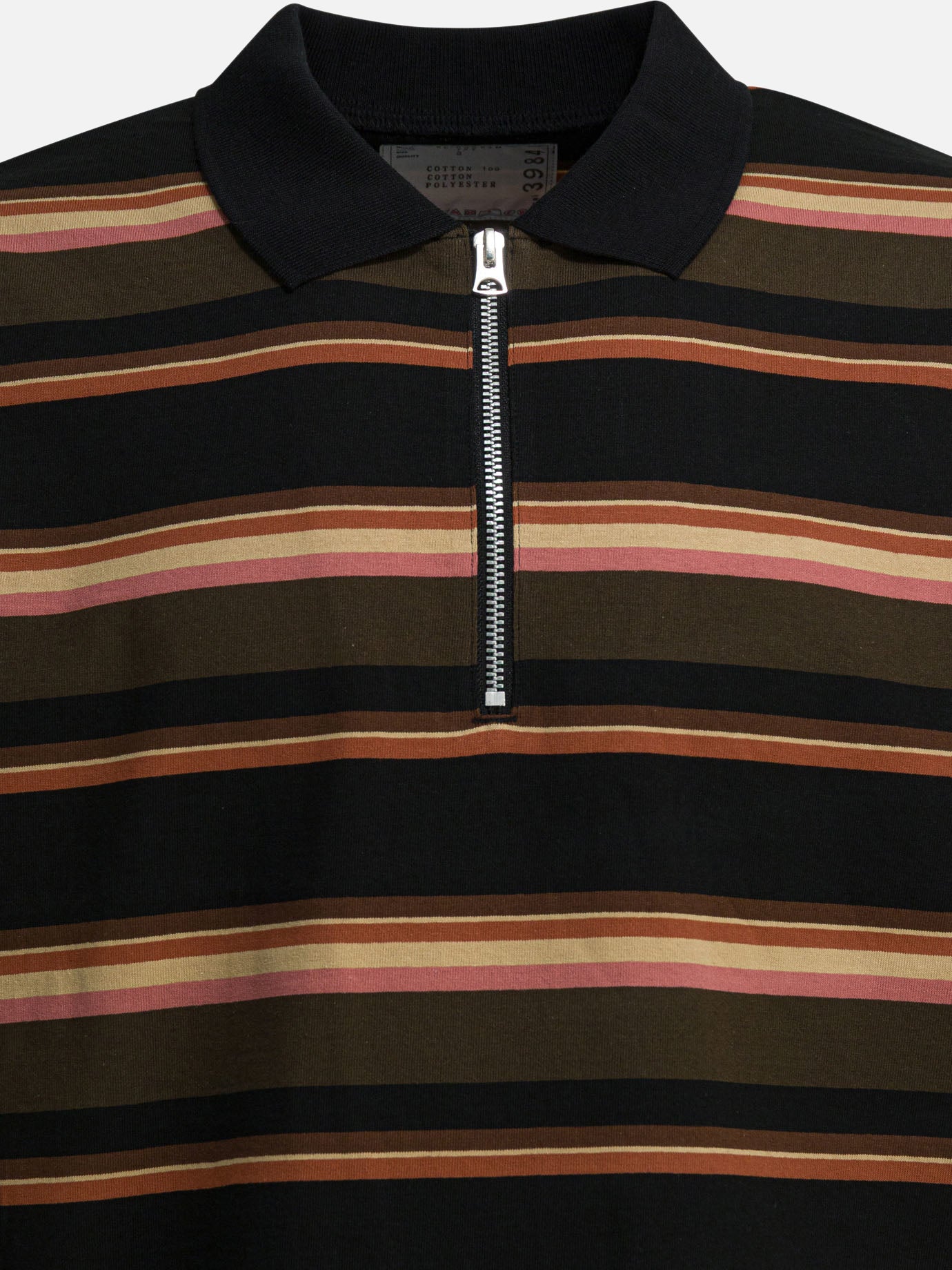 Sacai Striped buttonless polo shirt Blue - Men | VIETTI Online Store