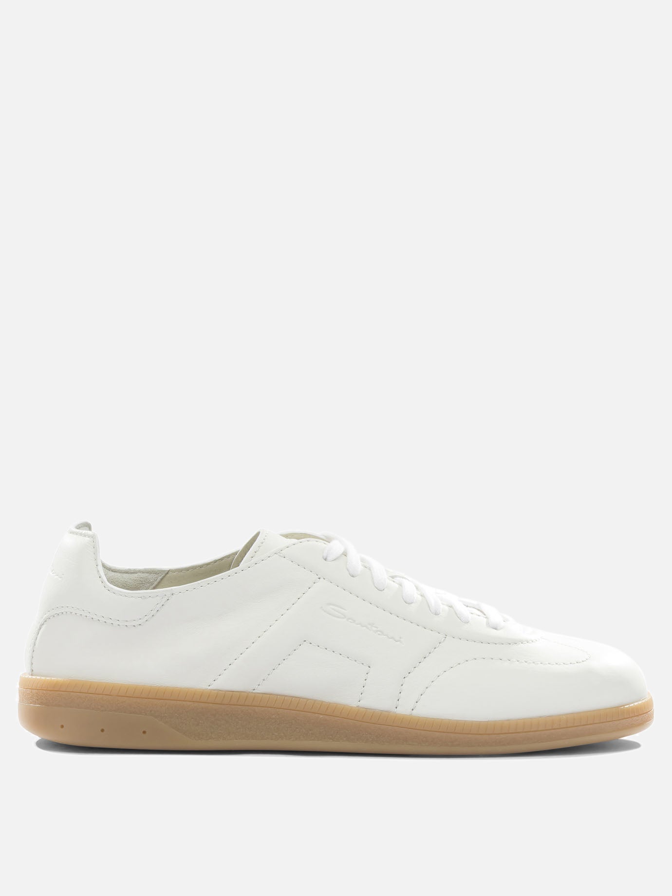 Sneaker basse 100% leather - 100% rubber  Bianco - Santoni Uomo | PDP | VIETTI Online Store | Zoom-Modal
