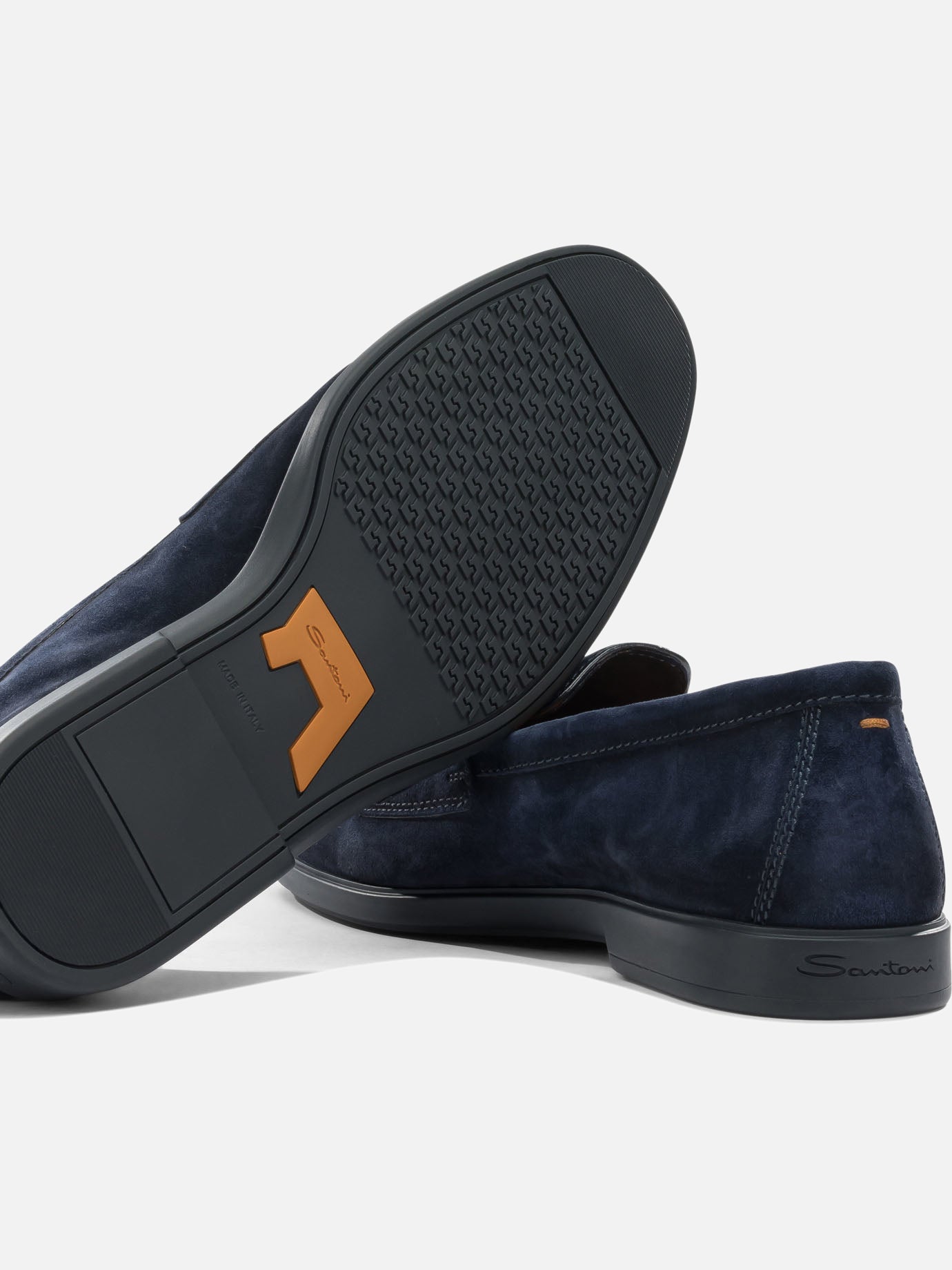 Santoni Suede double buckle loafers Blue - Men | VIETTI Online Store