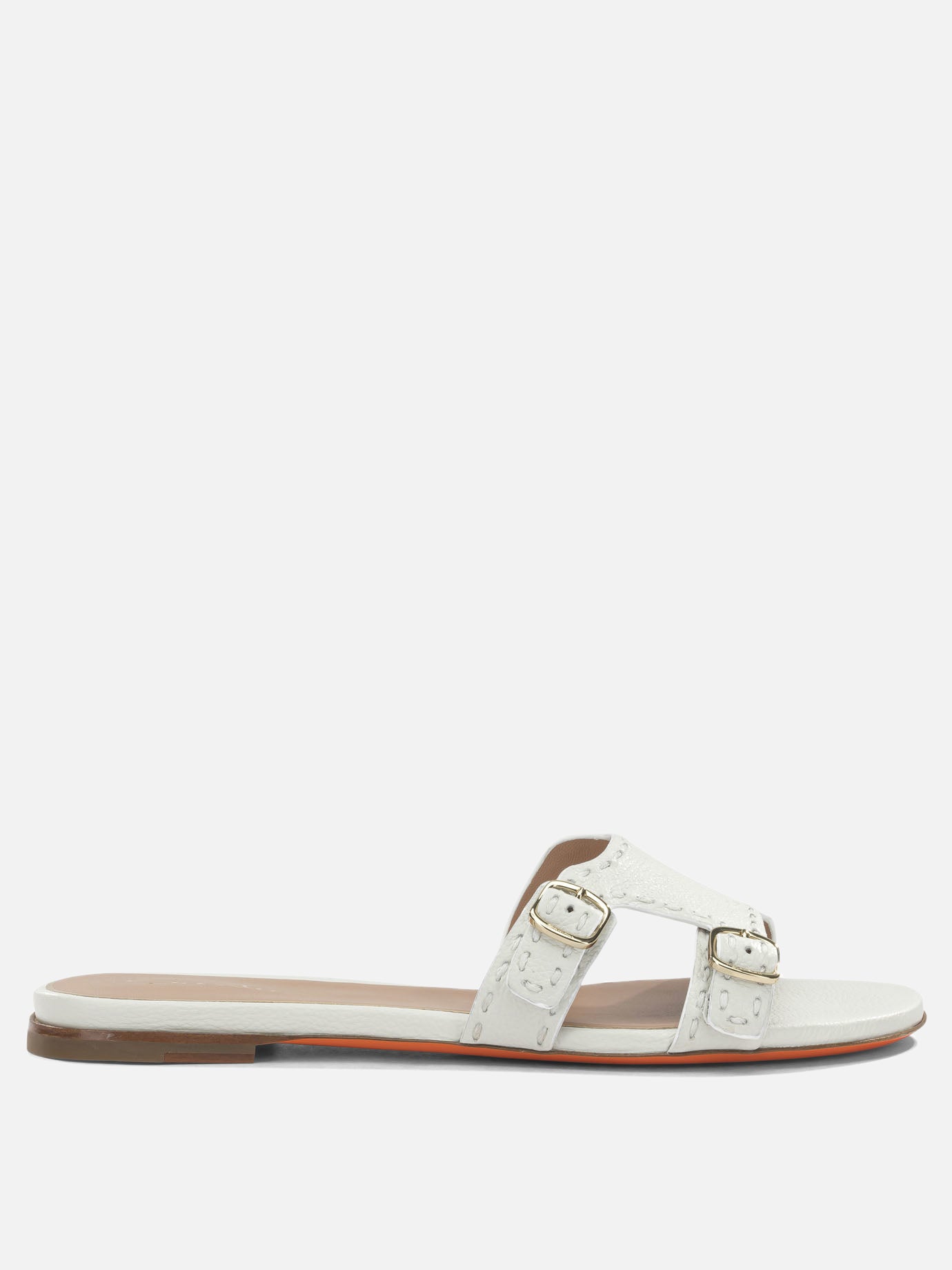 Slides 100% calf leather - 100% cow leather  White - Santoni Women | PDP | VIETTI Online Store | thumbnail
