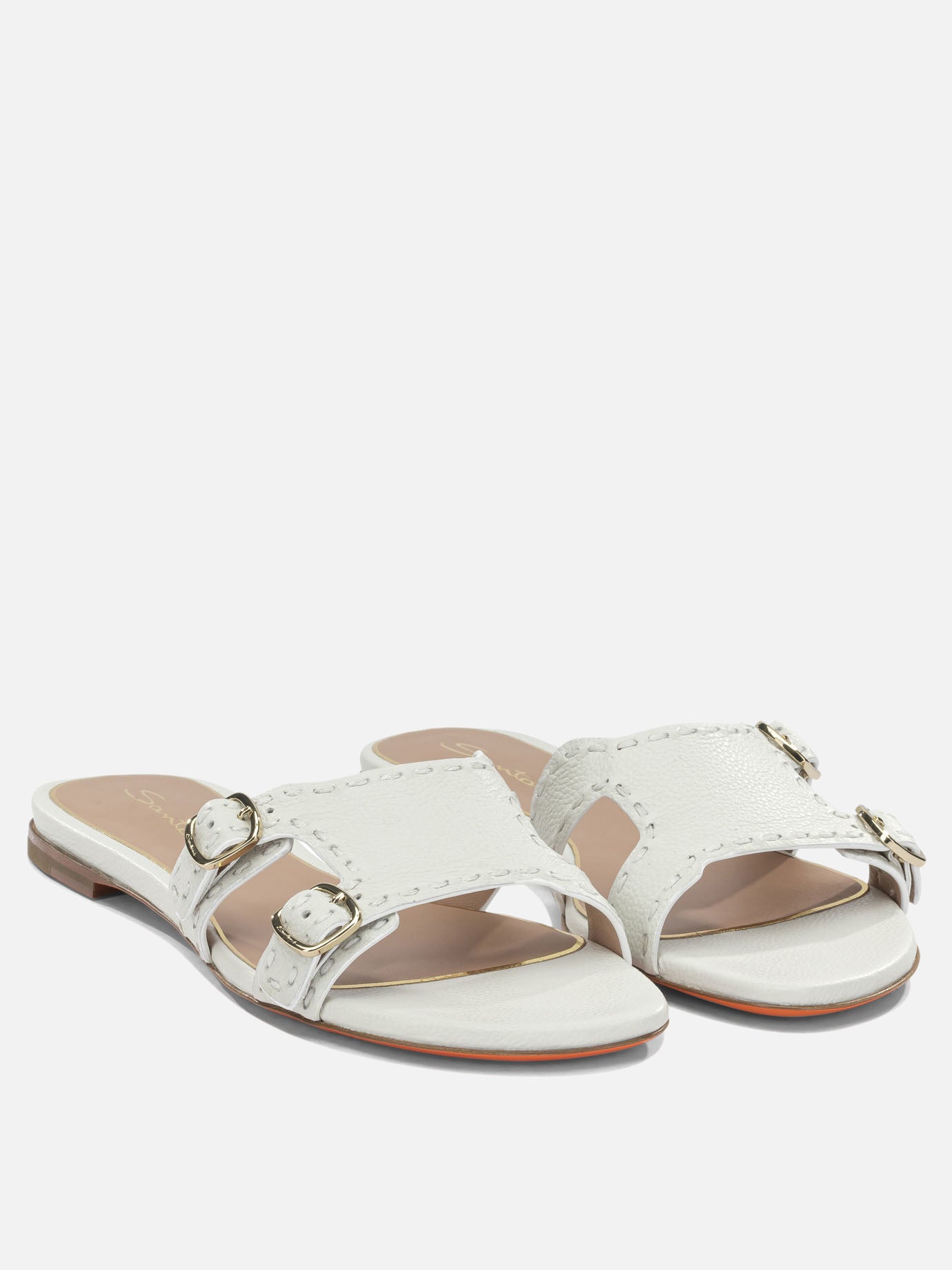 Slides 100% calf leather - 100% cow leather  White - Santoni Women | PDP | VIETTI Online Store | thumbnail_2