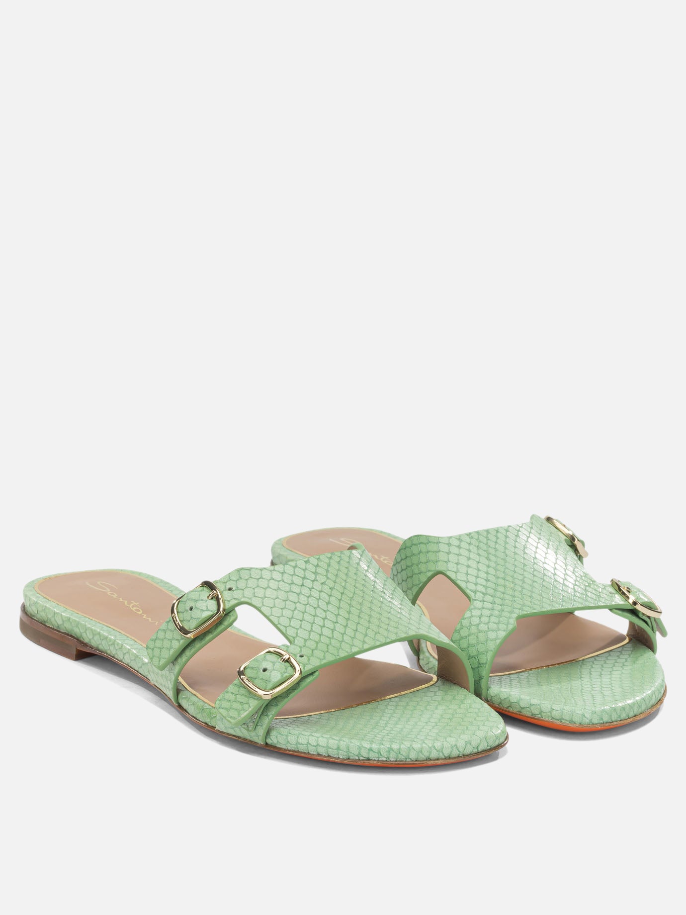 Slides 100% goat leather - 100% cow leather  Green - Santoni Women | PDP | VIETTI Online Store | Zoom-Modal_2
