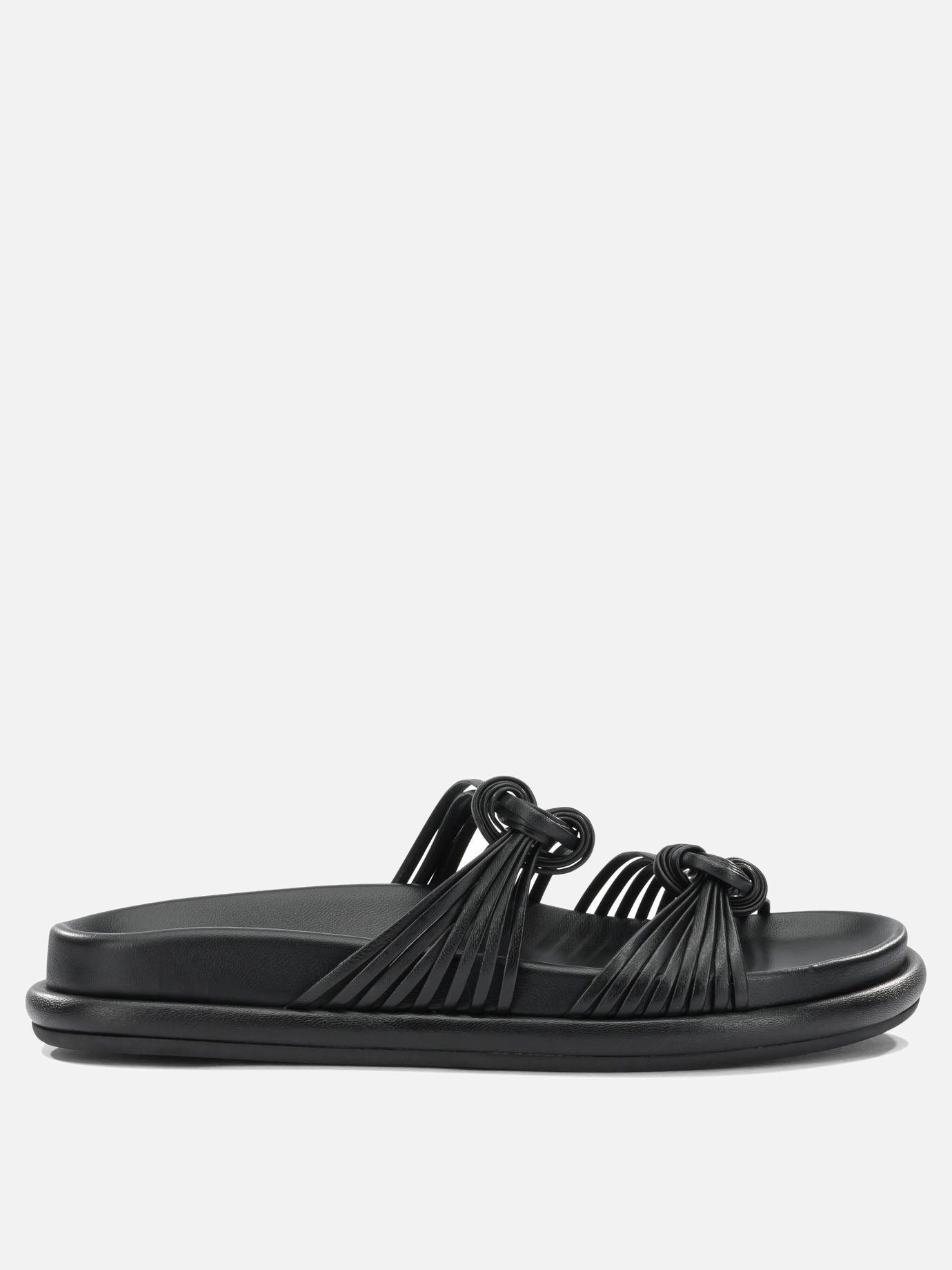 Flat sandals 100% lamb leather - 100% rubber  Black - Santoni Women | PDP | VIETTI Online Store | thumbnail