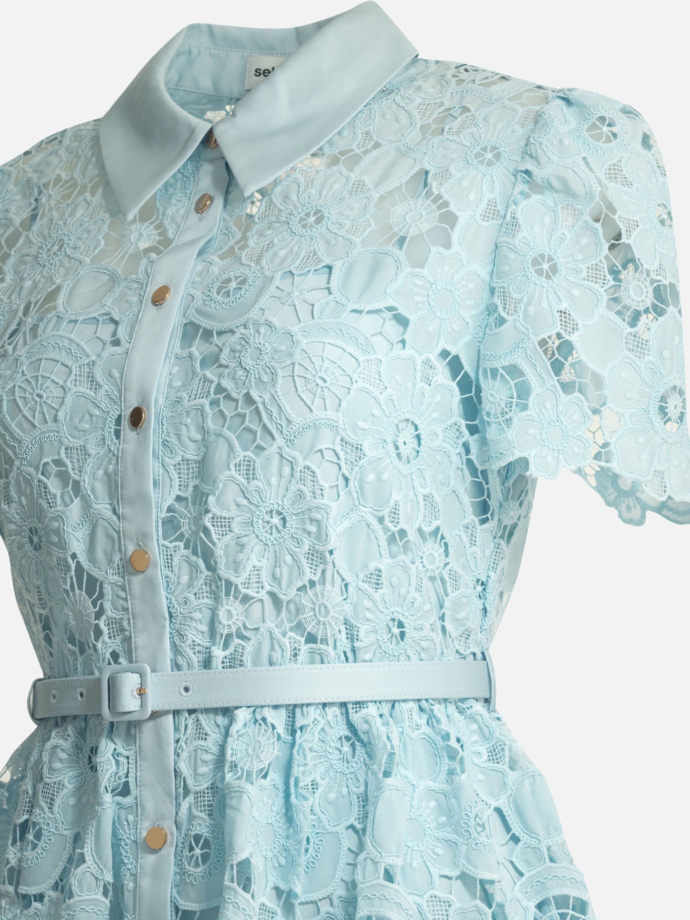 Midi dresses Embroidered  Light blue - Self-portrait Women | PDP | VIETTI Online Store | thumbnail_4