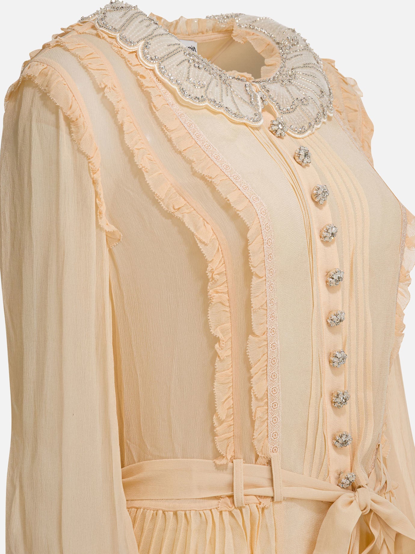Self-portrait Pleated georgette dress Beige - Women | VIETTI Online Store Self-portrait Pleated georgette dress Beige - Women | VIETTI Online Store