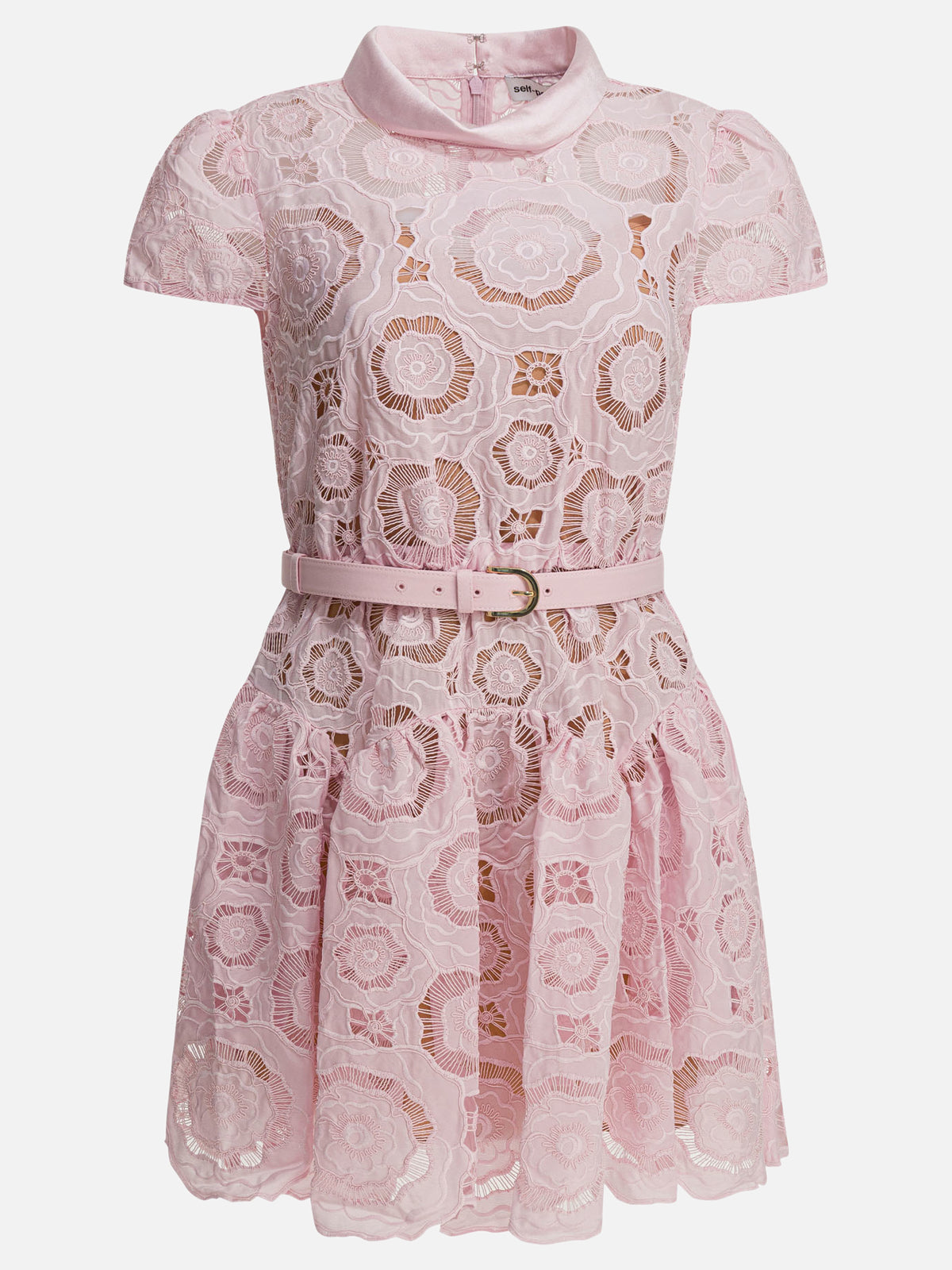 Self-portrait Floral lace flared dress Pink