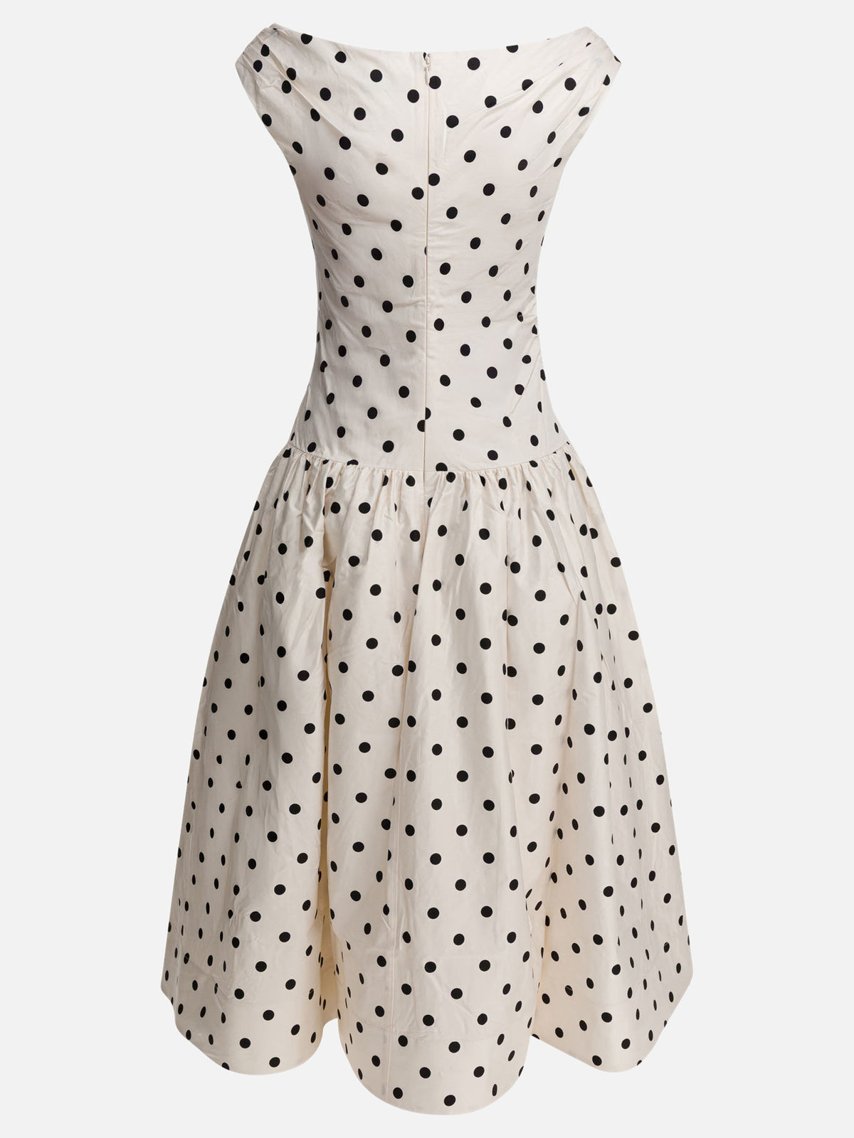Self-portrait Polka dot flared midi dress White